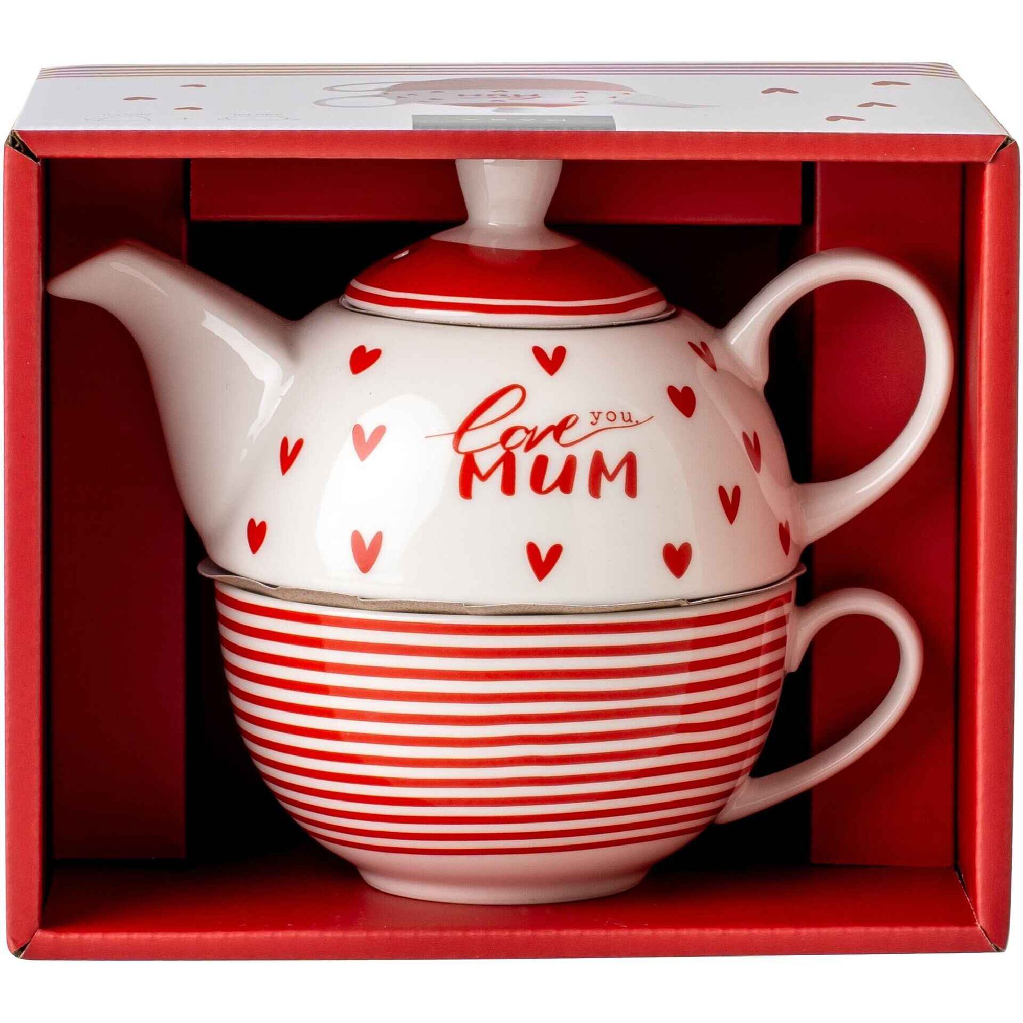 Caneca e Bule Cora&ccedil;&otilde;es Love You Mum Kasa