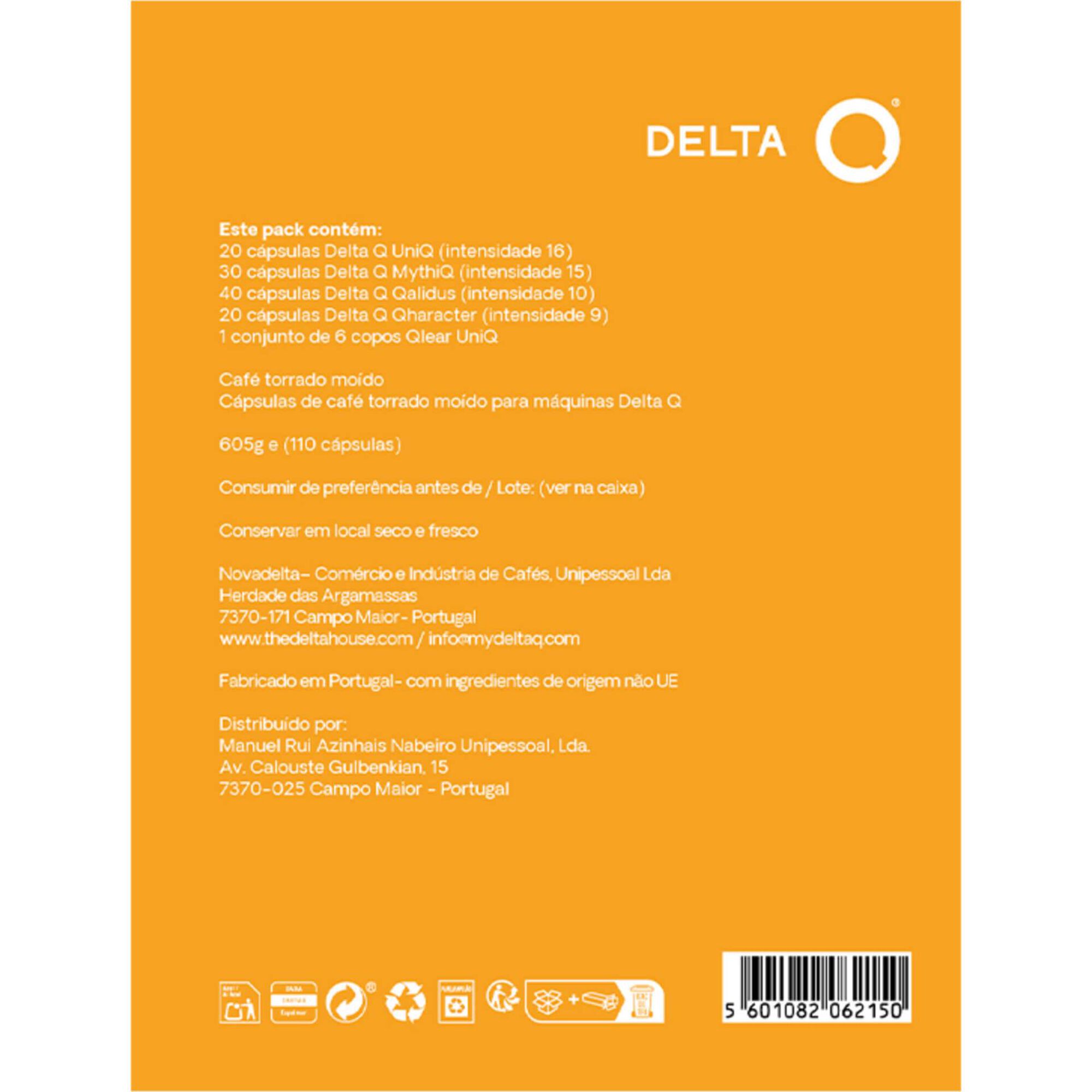 Conjunto C&aacute;psulas de Caf&eacute; + Oferta 6 Copos de Caf&eacute; Delta Q