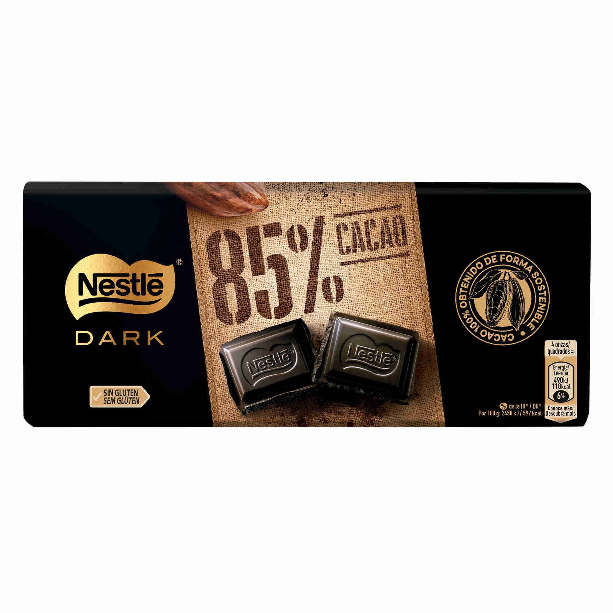 Tablete de Chocolate Negro 85% Cacau sem Glúten Tablete de Chocolate Negro 85% Cacau sem Glúten