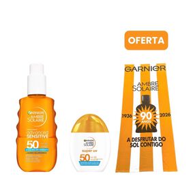 Conjunto Prote&ccedil;&atilde;o Solar Rosto e Corpo + Oferta Toalha Garnier Ambre Solaire