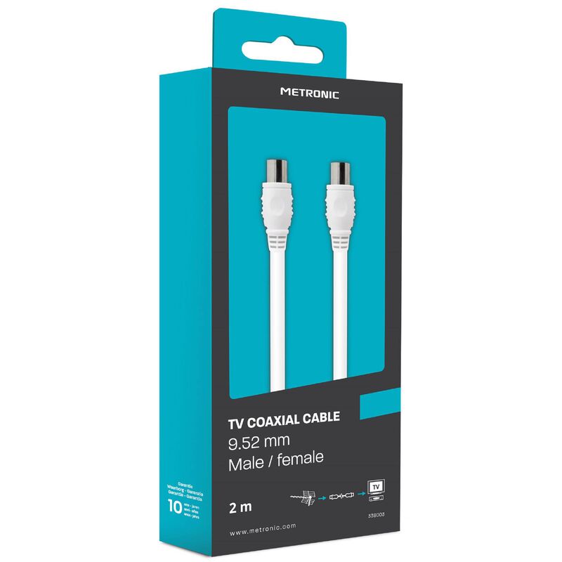 Cabo Antena Macho-Fêmea 2mts Branco Metronic