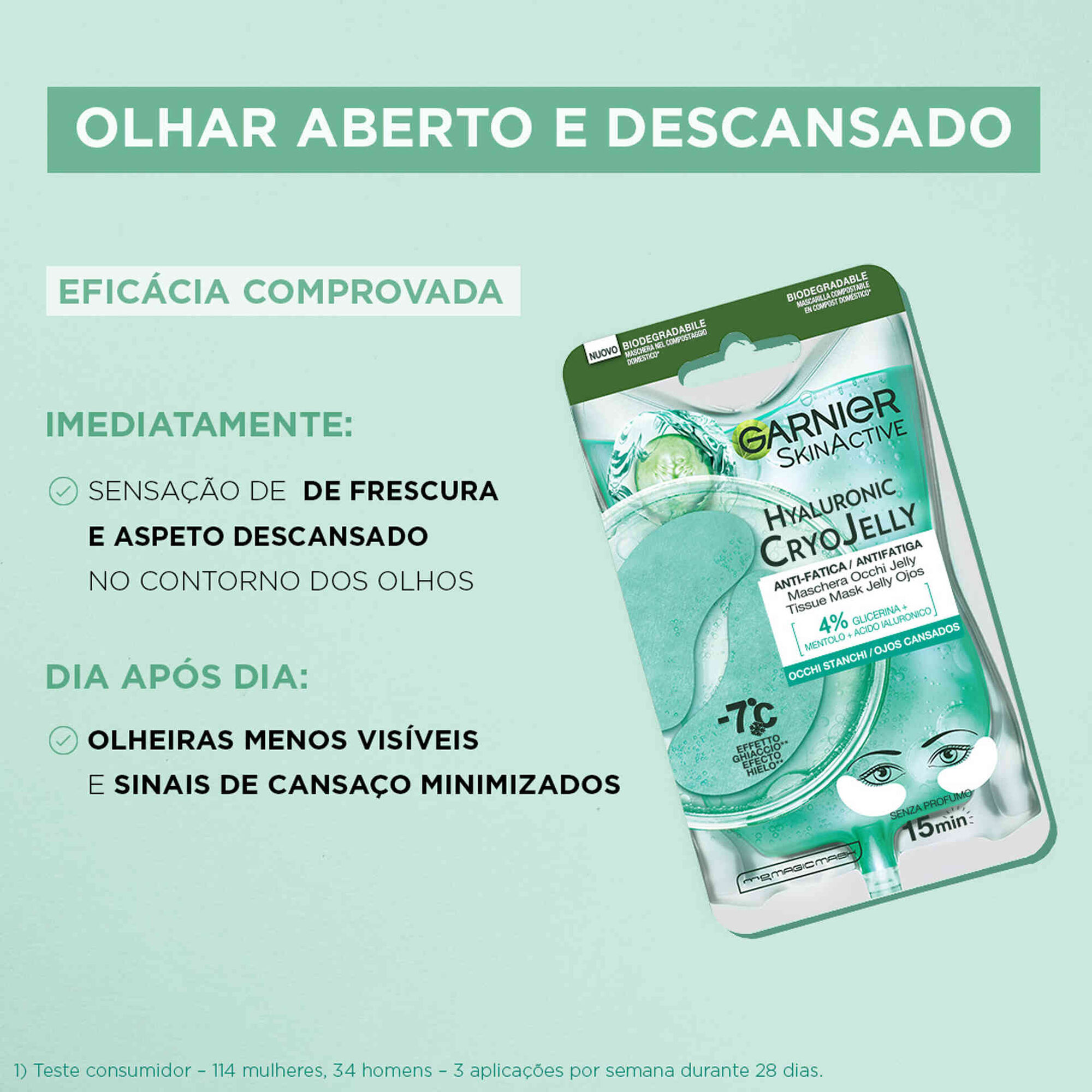 Máscara Facial Contorno de Olhos CryoJelly Anti-Fadiga Aloe Hialurónico