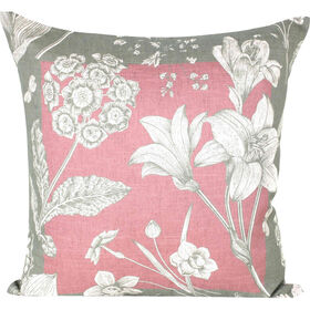 Almofada 45x45cm Flores Rosa com Rebordo Verde Almofada 45x45cm Flores Rosa com Rebordo Verde