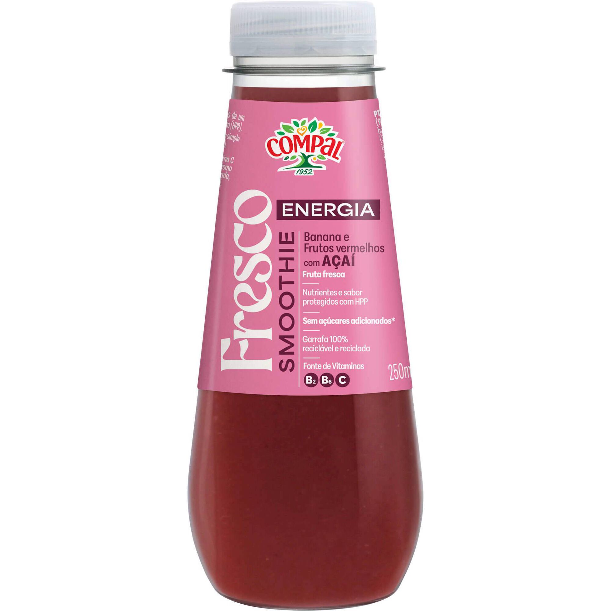 Smoothie Energia Banana, Frutos Vermelhos e Açaí