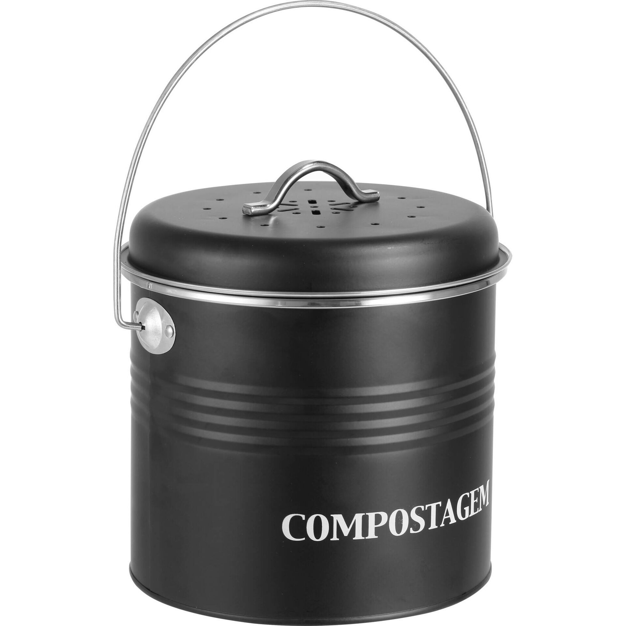 Balde Compostagem Ferro 21x18cm Preto