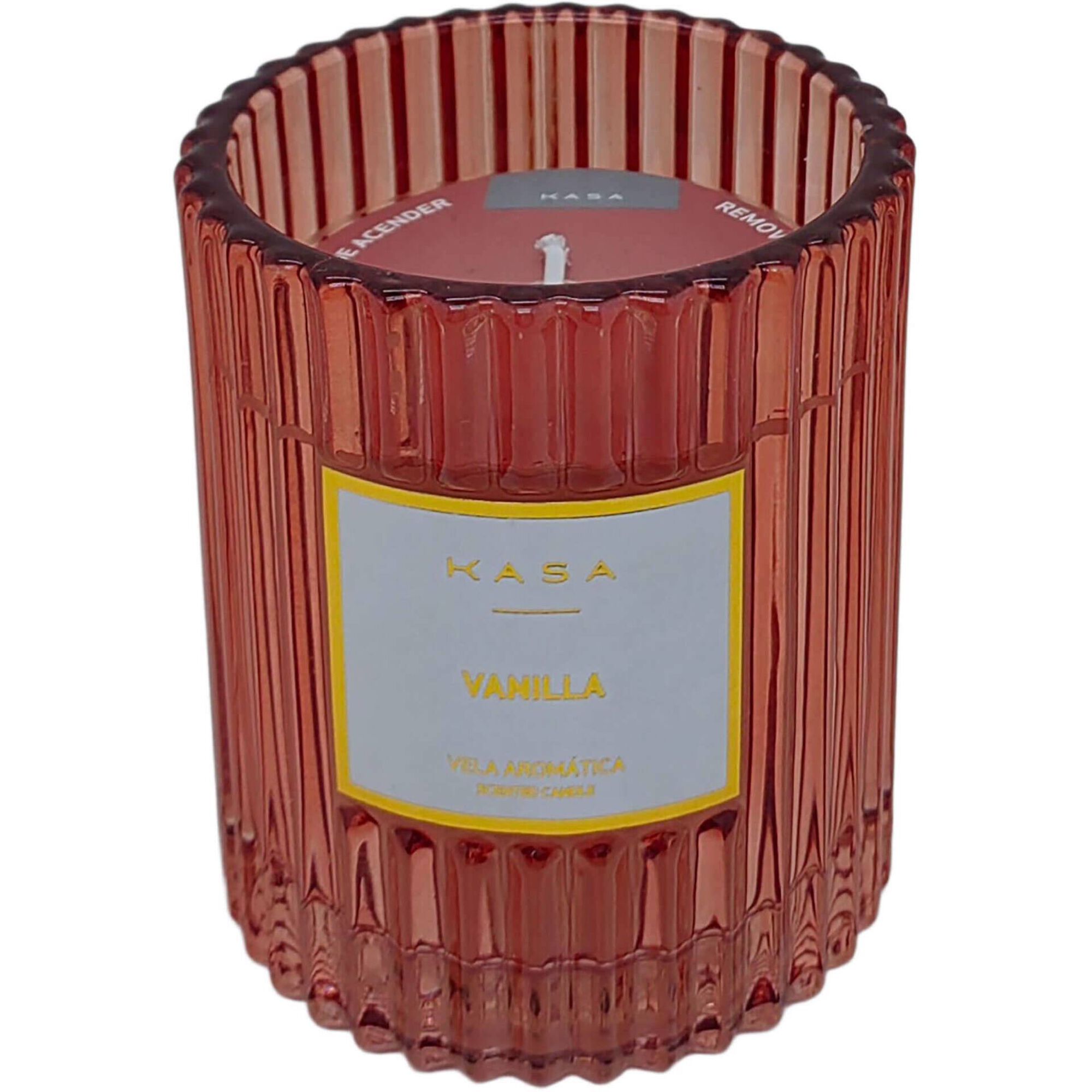 Vela em Copo Canelado 520g Terracota