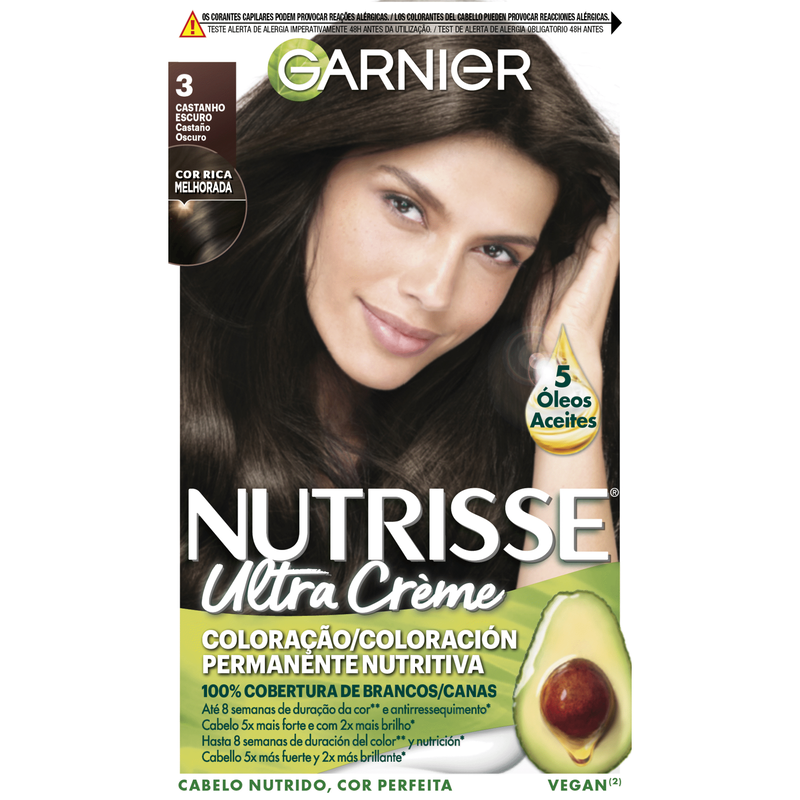 Coloração Permanente Castanho Escuro 3 Garnier Nutrisse