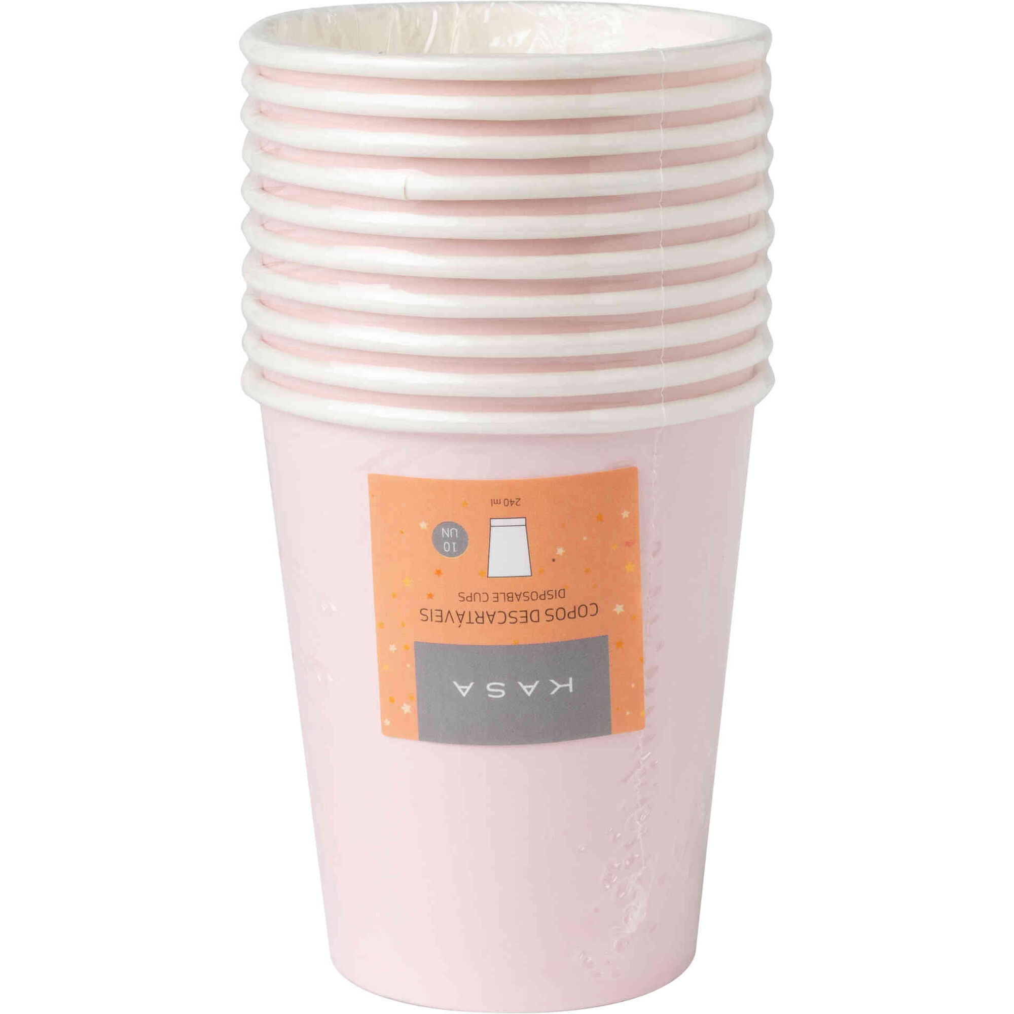 Conjunto 10 Copos Água 240ml Papel Soft Rosa
