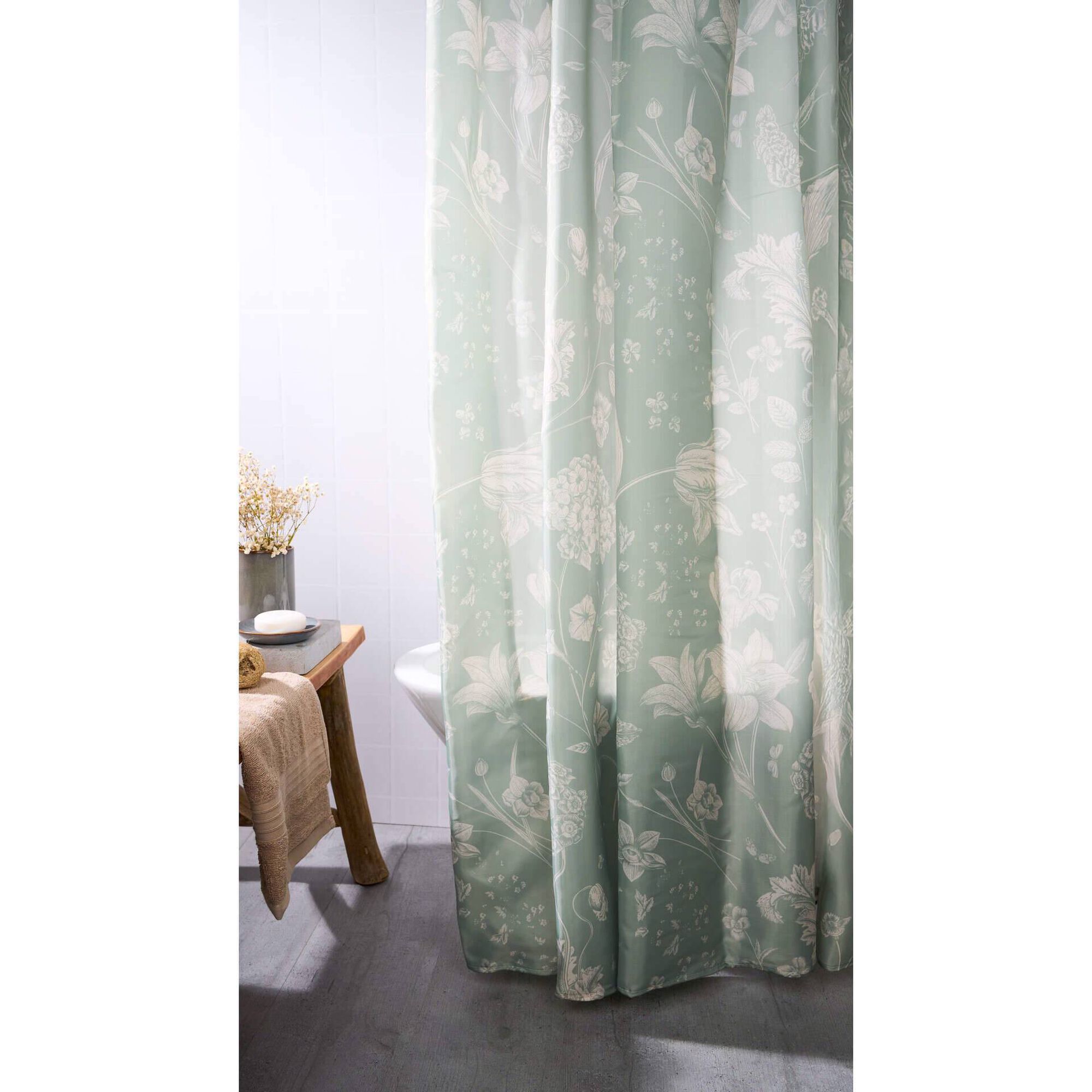 Cortina de Banho Poliéster 200x180cm Verde