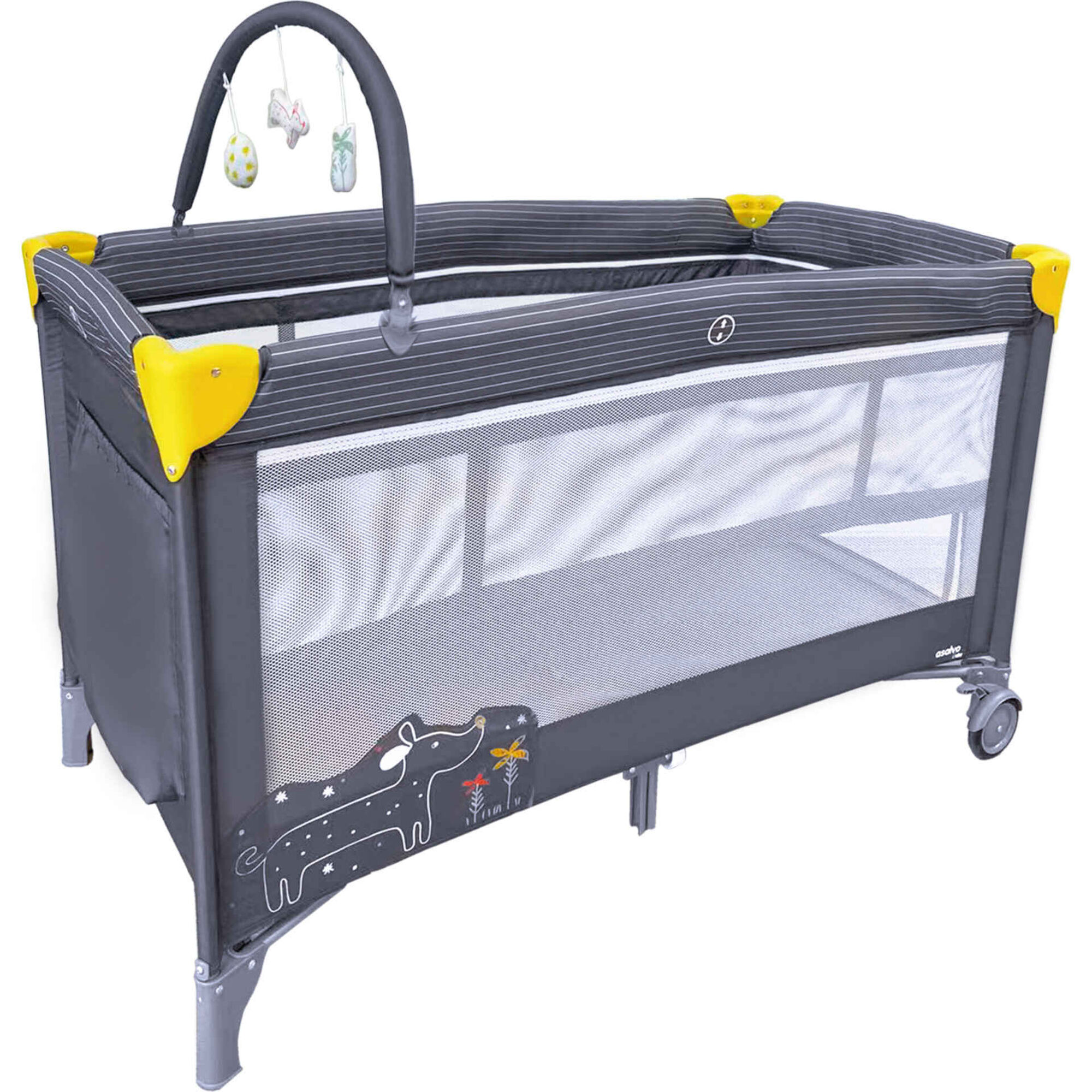 Cama de Viagem 2 N&iacute;veis Cinza C&atilde;o Complet Duo Asalvo