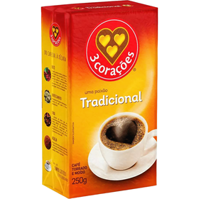 Caf&eacute; Mo&iacute;do Torrado Moagem Fina Tradicional 3 Cora&ccedil;&otilde;es