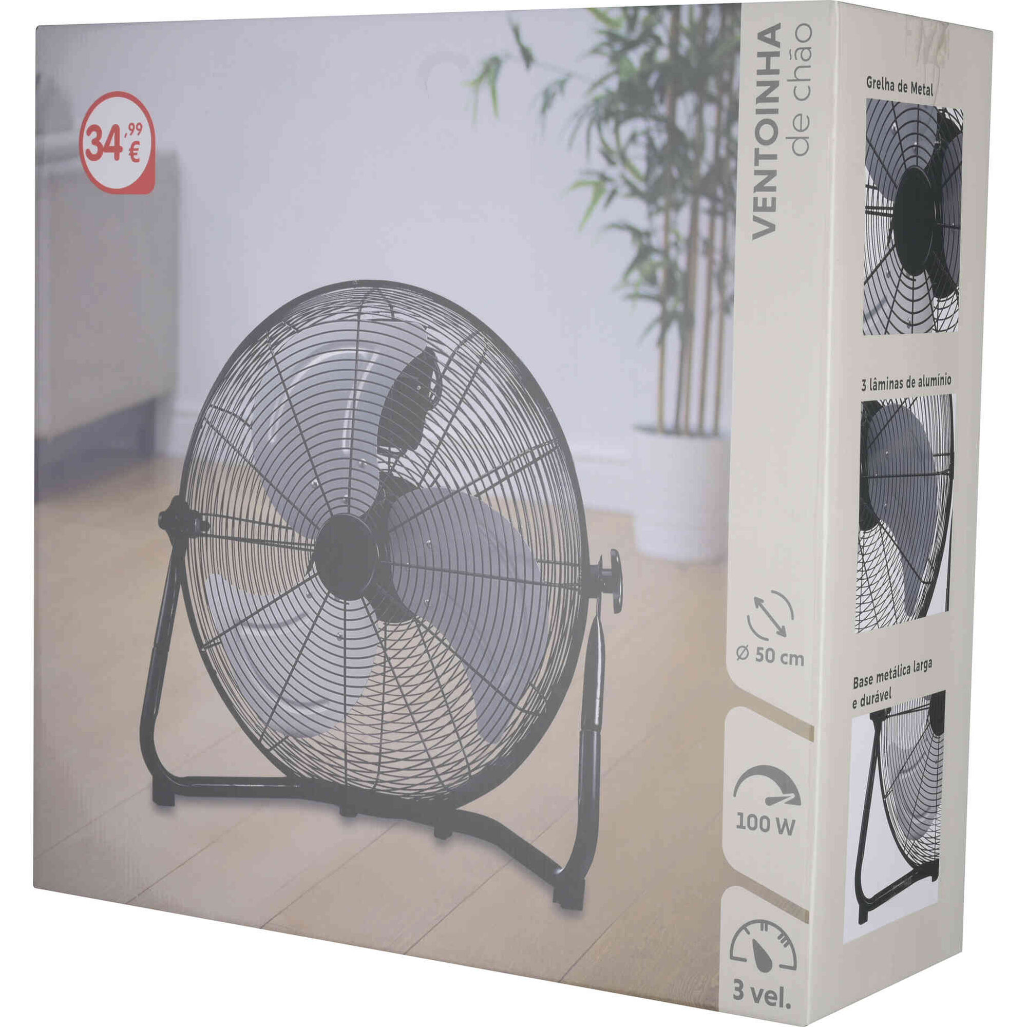 Ventoinha de Ch&atilde;o Metal 45cm Bazar&atilde;o