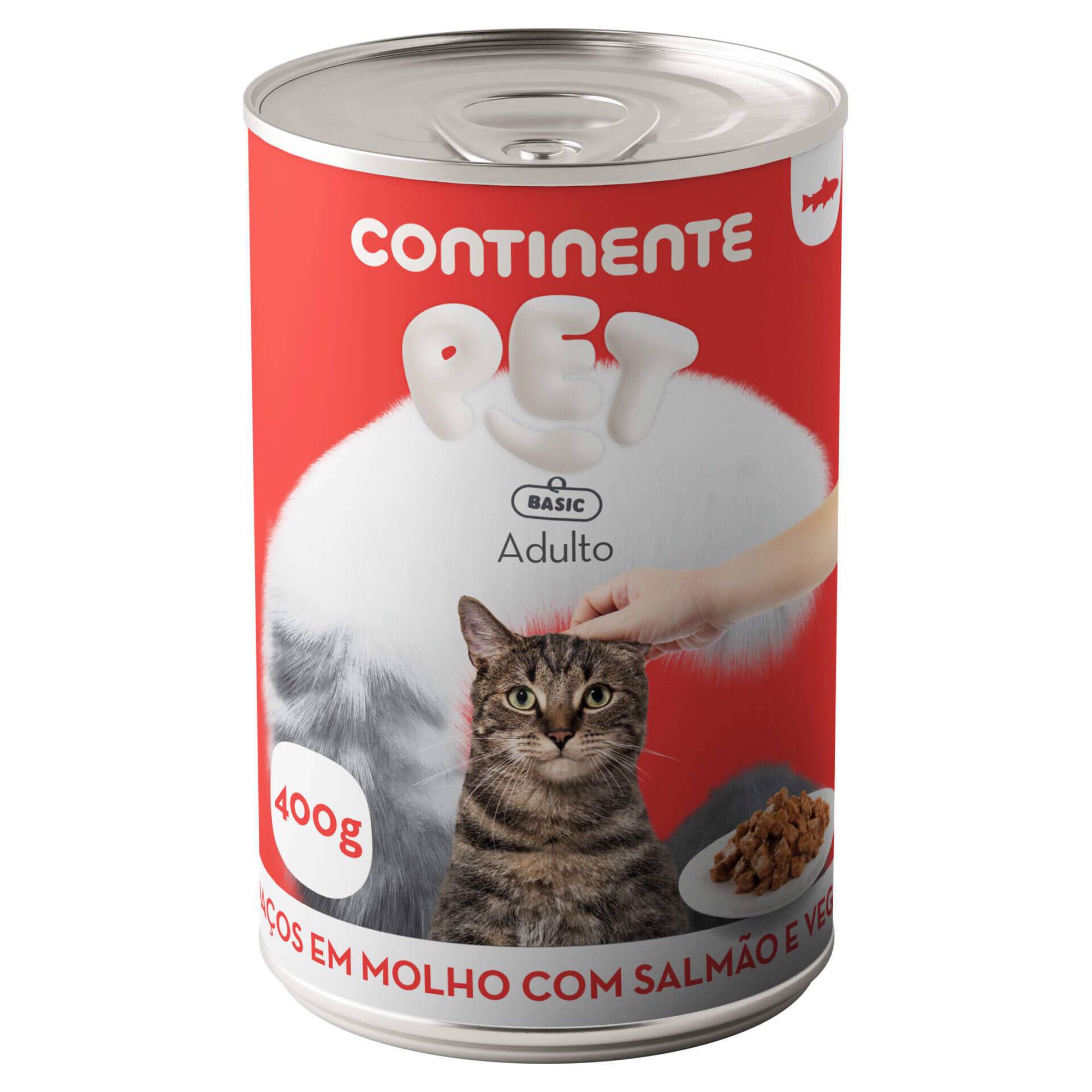 Comida H&uacute;mida para Gato Adulto Peda&ccedil;os em Molho Salm&atilde;o e Vegetais Continente Pet Basic