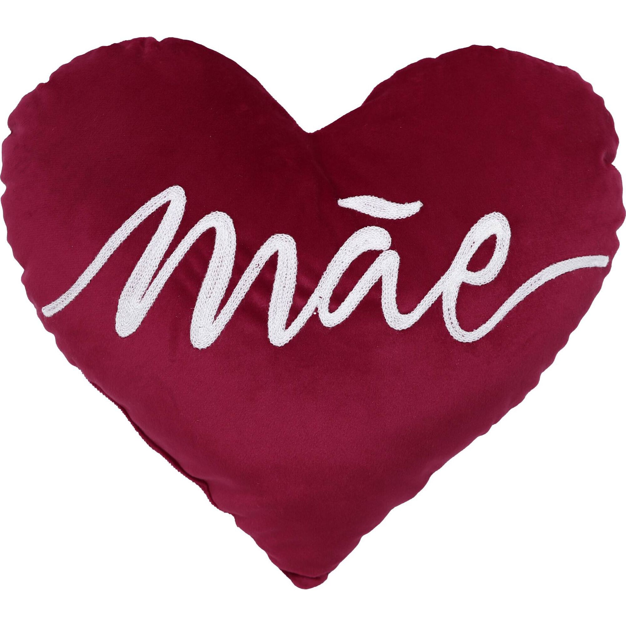 Almofada Cora&ccedil;&atilde;o 40x37x10cm M&atilde;e Vermelha Kasa