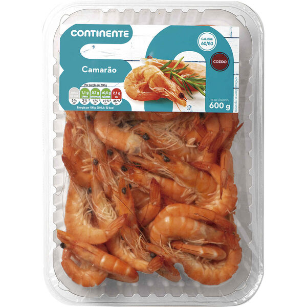 Camarão Cozido 60/80 Fresco Continente
