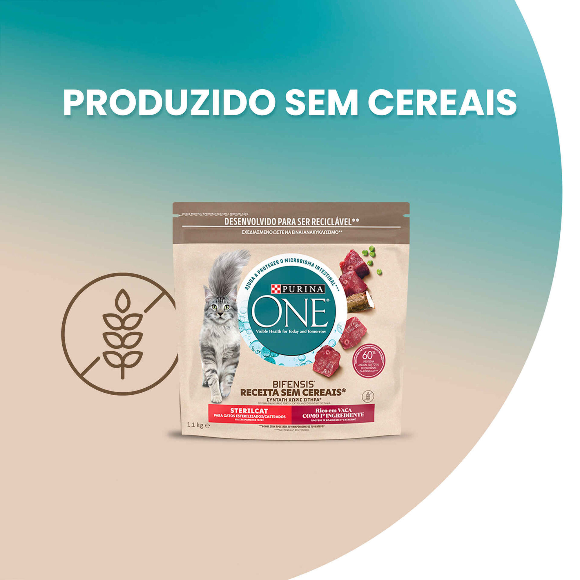 Ra&ccedil;&atilde;o para Gato Adulto Esterilizado Vaca Purina One Dual