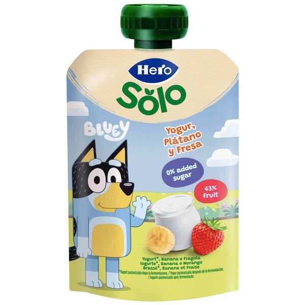 Saqueta de Fruta Iogurte, Banana e Morango +12M Hero