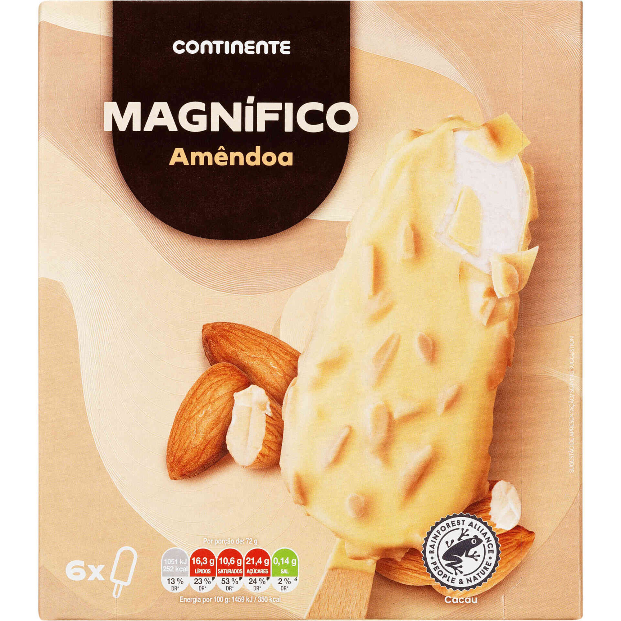Gelado Magn&iacute;fico Chocolate Branco com Am&ecirc;ndoa Continente