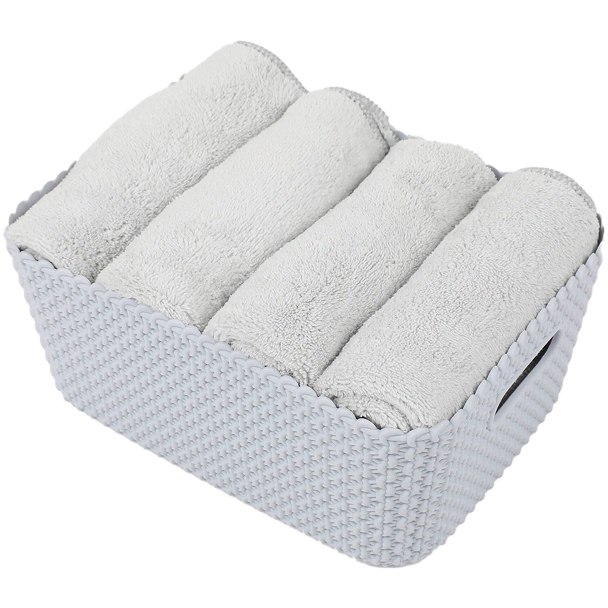 Conjunto de Cesto e 7 Toalhas de M&atilde;os Cinza