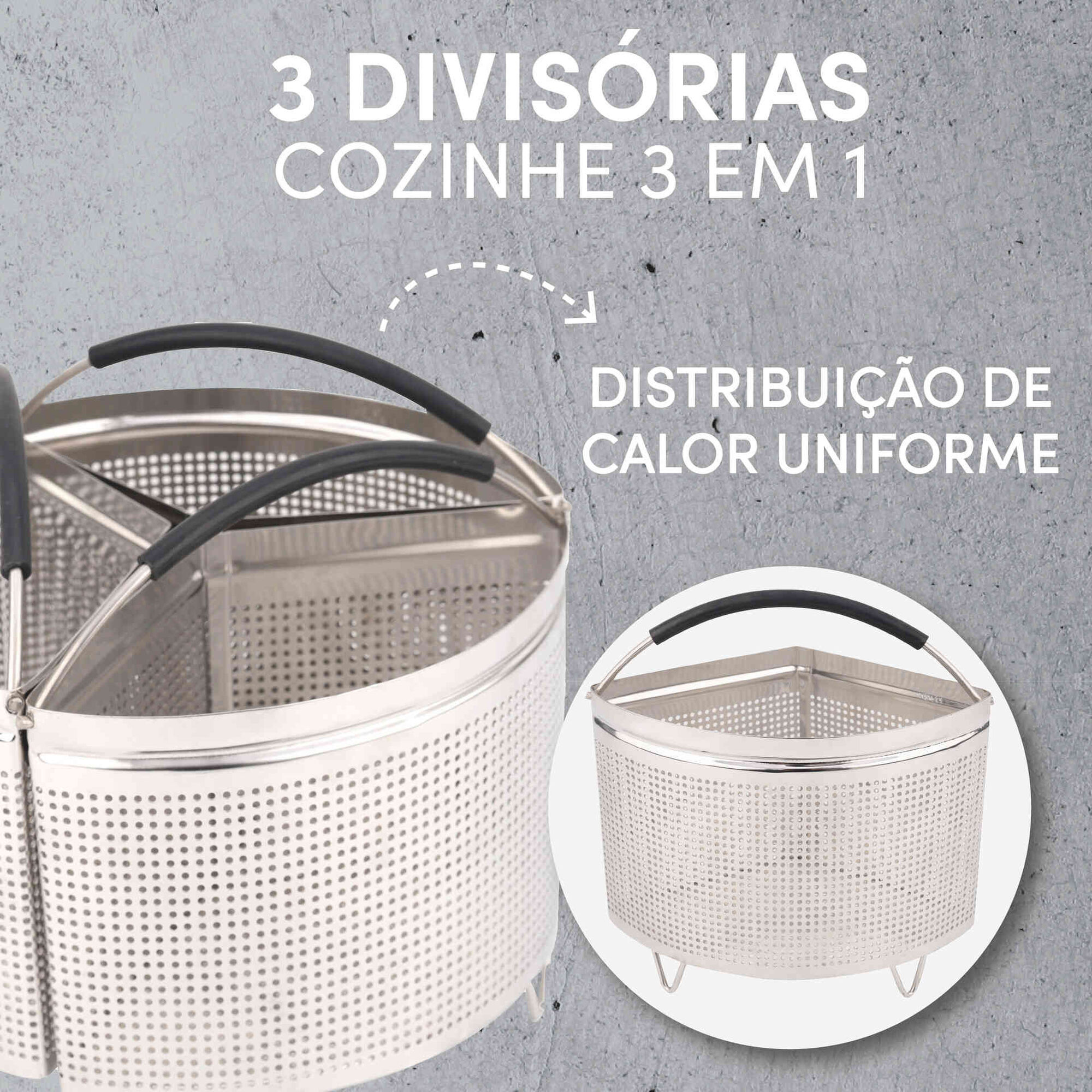 Panela Tripartida Alumínio 22cm Panela Tripartida Alumínio 22cm