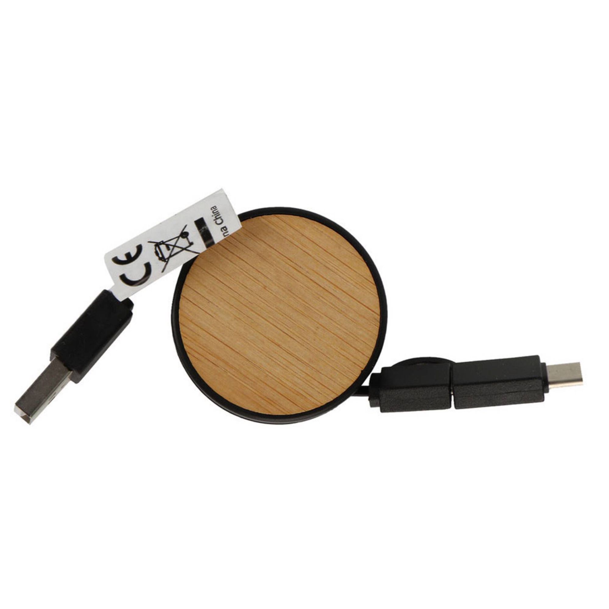 Cabo 3 em 1 Bambu Redondo Lightning Micro USB-C