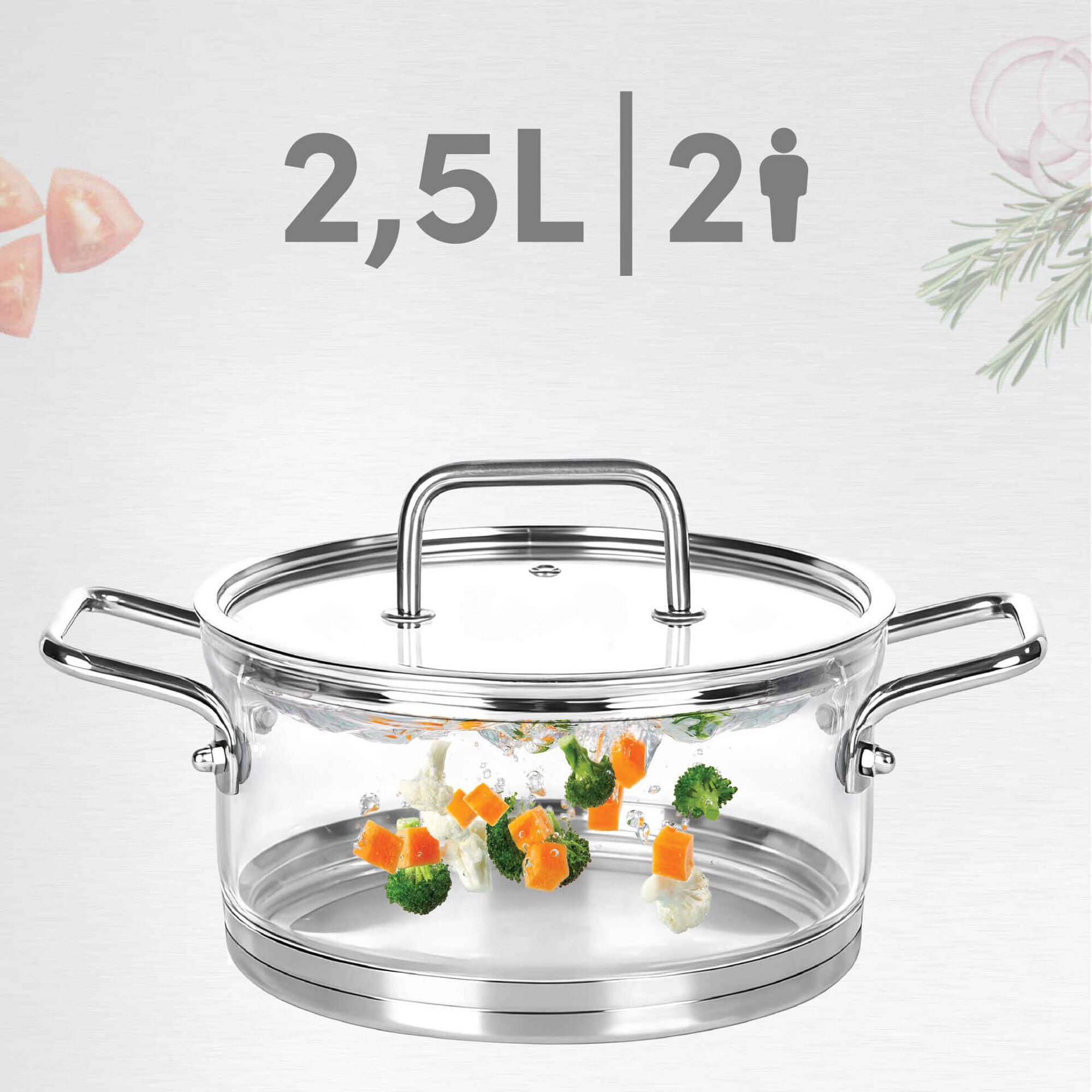 Ca&ccedil;arola Borossilicato Base Indu&ccedil;&atilde;o 2,5l Kasa