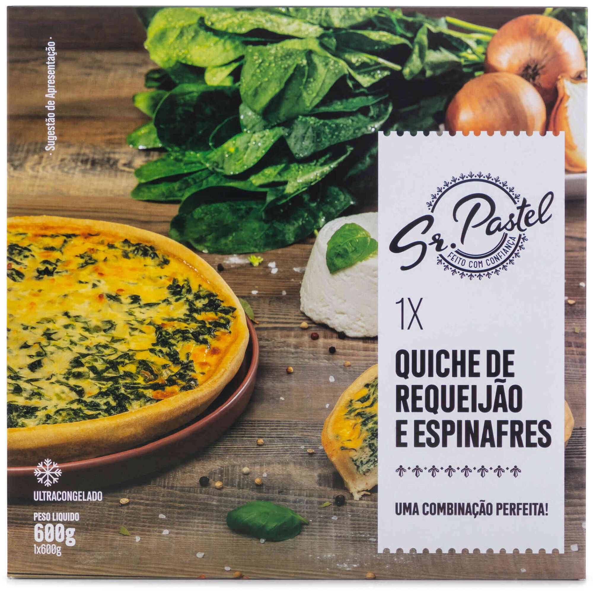 Quiche de Requeij&atilde;o e Espinafres Sr. Pastel