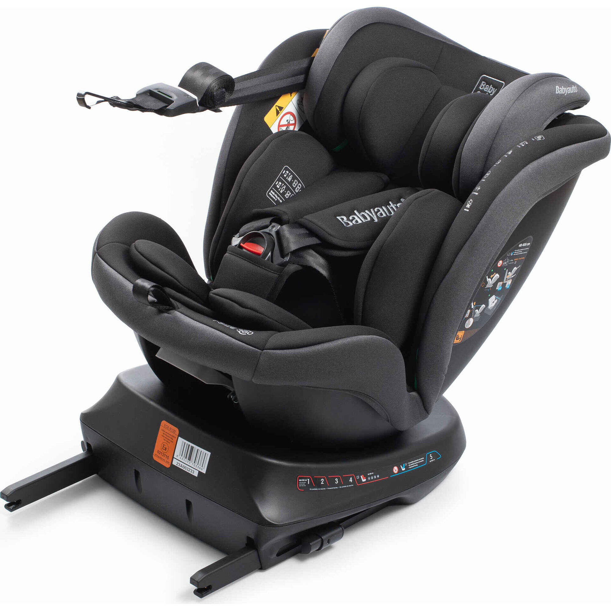Cadeira Auto I-Size 40-150cm Isofix Rotativa Rodia Fix Cinza Escuro Babyauto