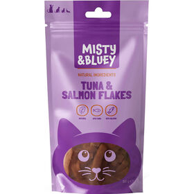 Snack para Gato Flocos Atum e Salm&atilde;o Misty & Bluey