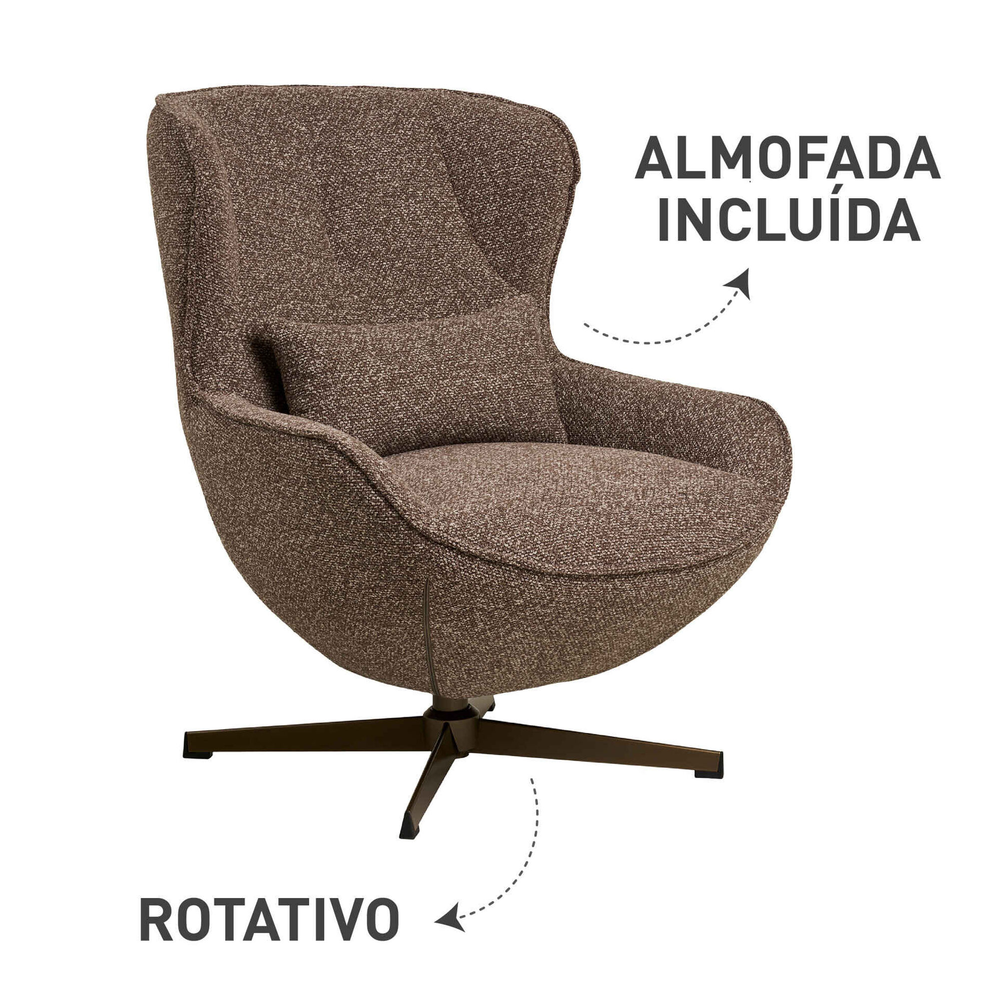 Poltrona Rotativa Castanha Parma Kasa