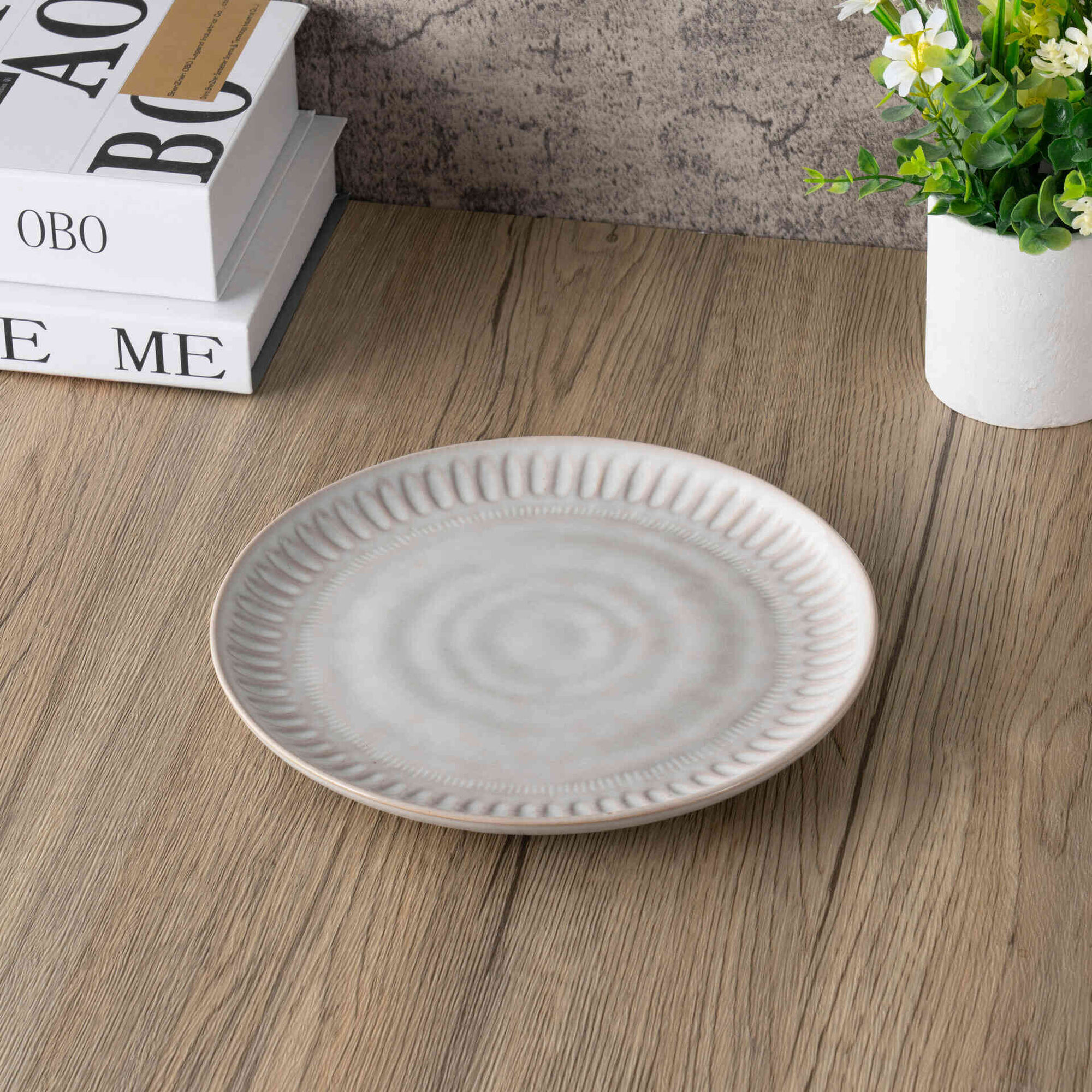 Prato Sobremesa Reativo Cinza Kasa