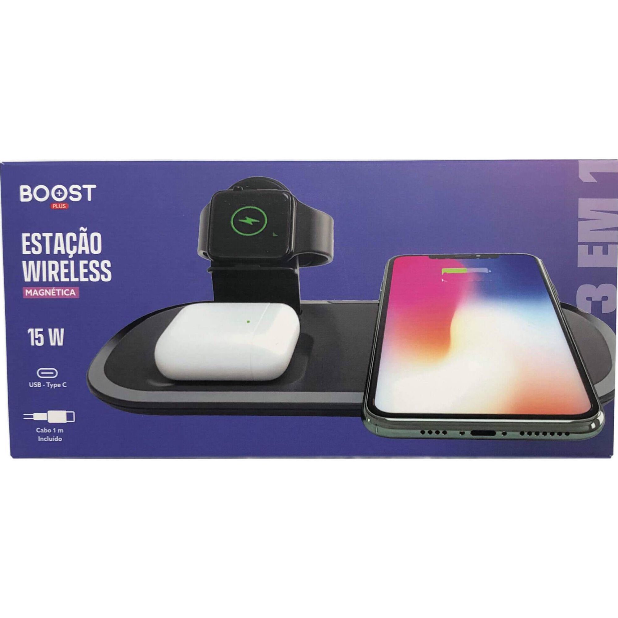 Esta&ccedil;&atilde;o Wireless Magn&eacute;tica Preta Boost