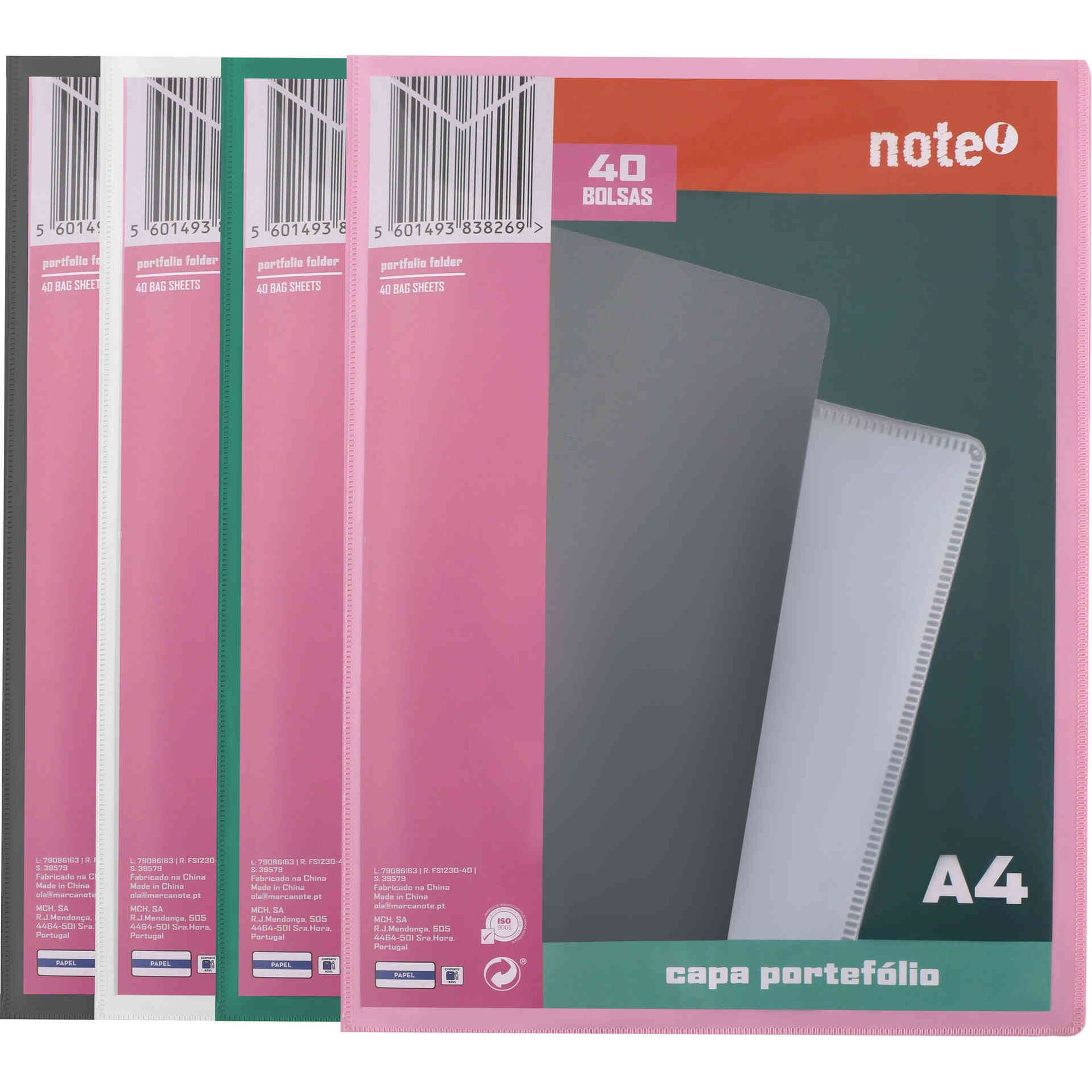 Capa Portef&oacute;lio A4 40 Bolsas (v&aacute;rias cores) Note!