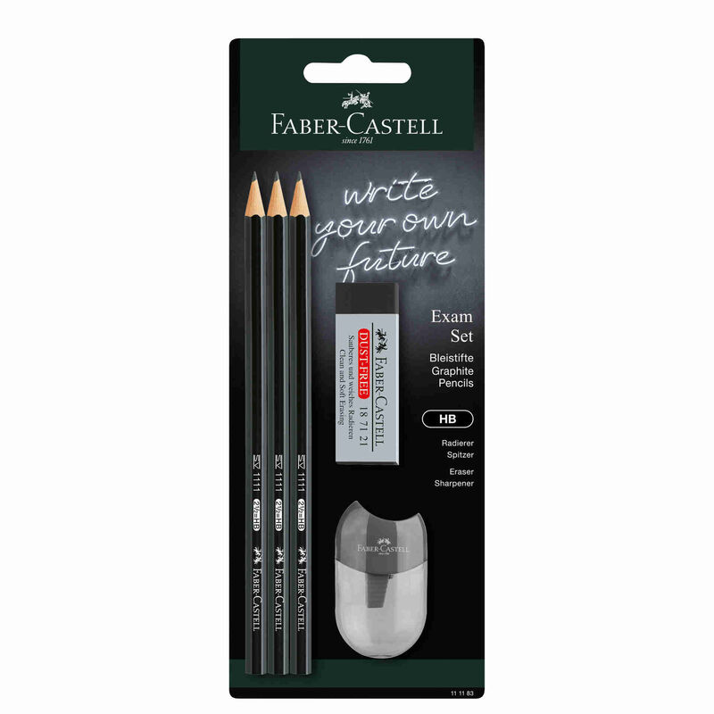 Conjunto Lápis Grafite HB, Borracha e Afia Faber-Castell