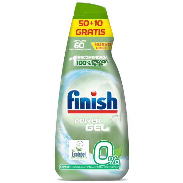 Detergente Máquina Loiça Power Gel 0% Finish