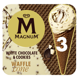 Gelado Waffle Cone Chocolate Branco e Cookies Magnum