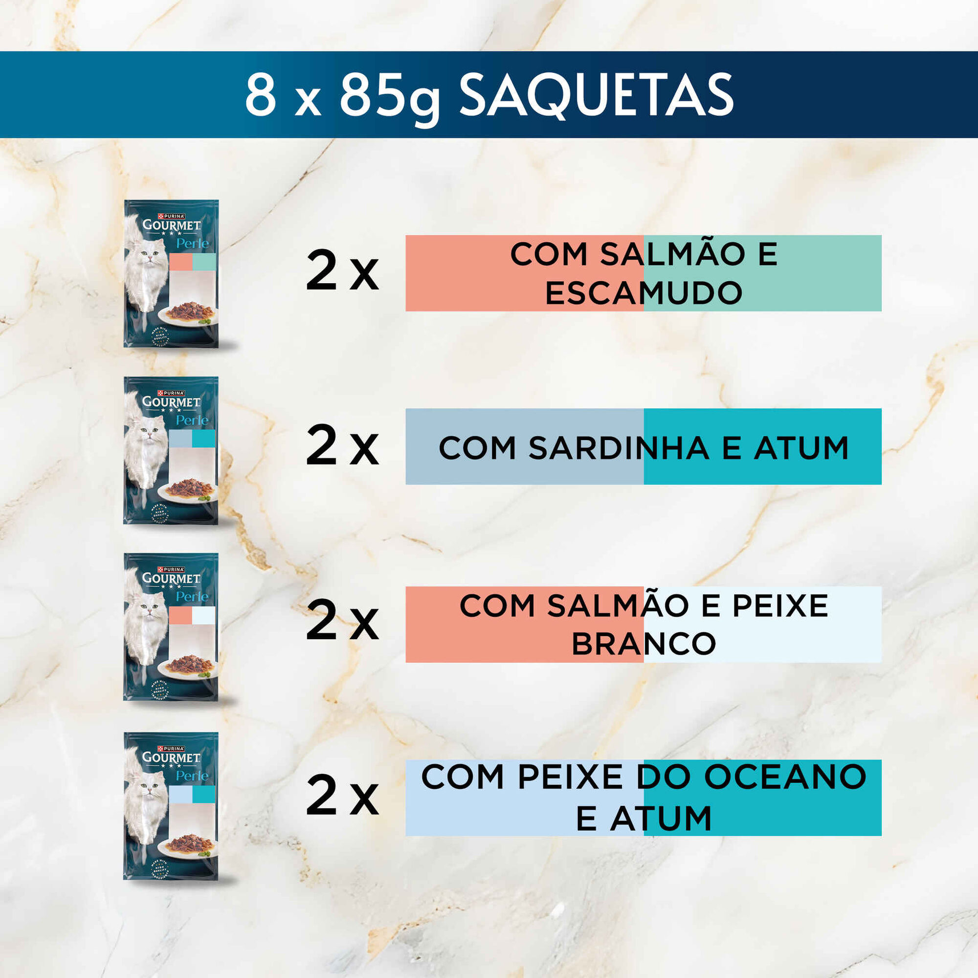 Comida H&uacute;mida para Gato Adulto Finos Peda&ccedil;os em Molho Saquetas Purina Gourmet Perle
