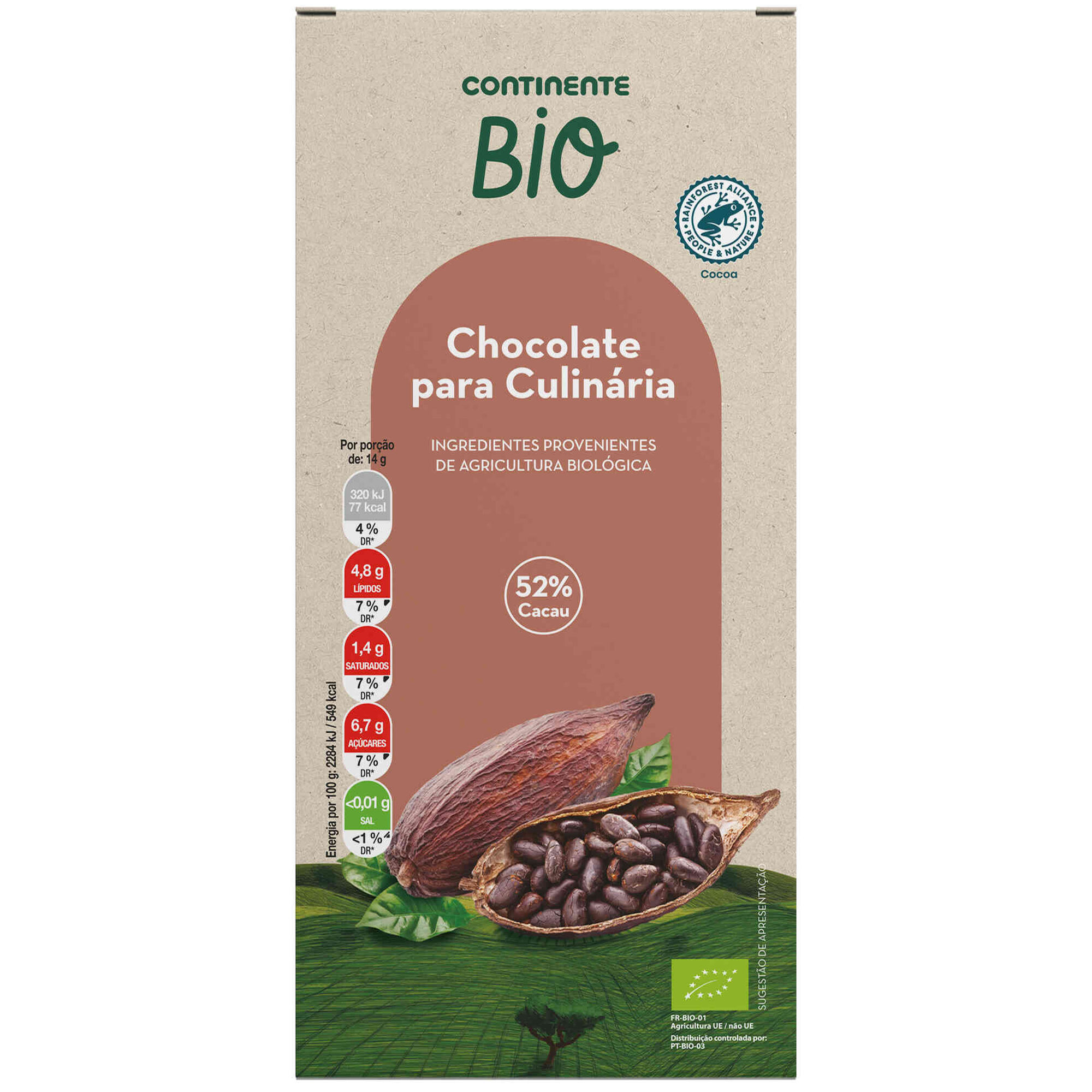 Tablete de Chocolate Culinária 52%