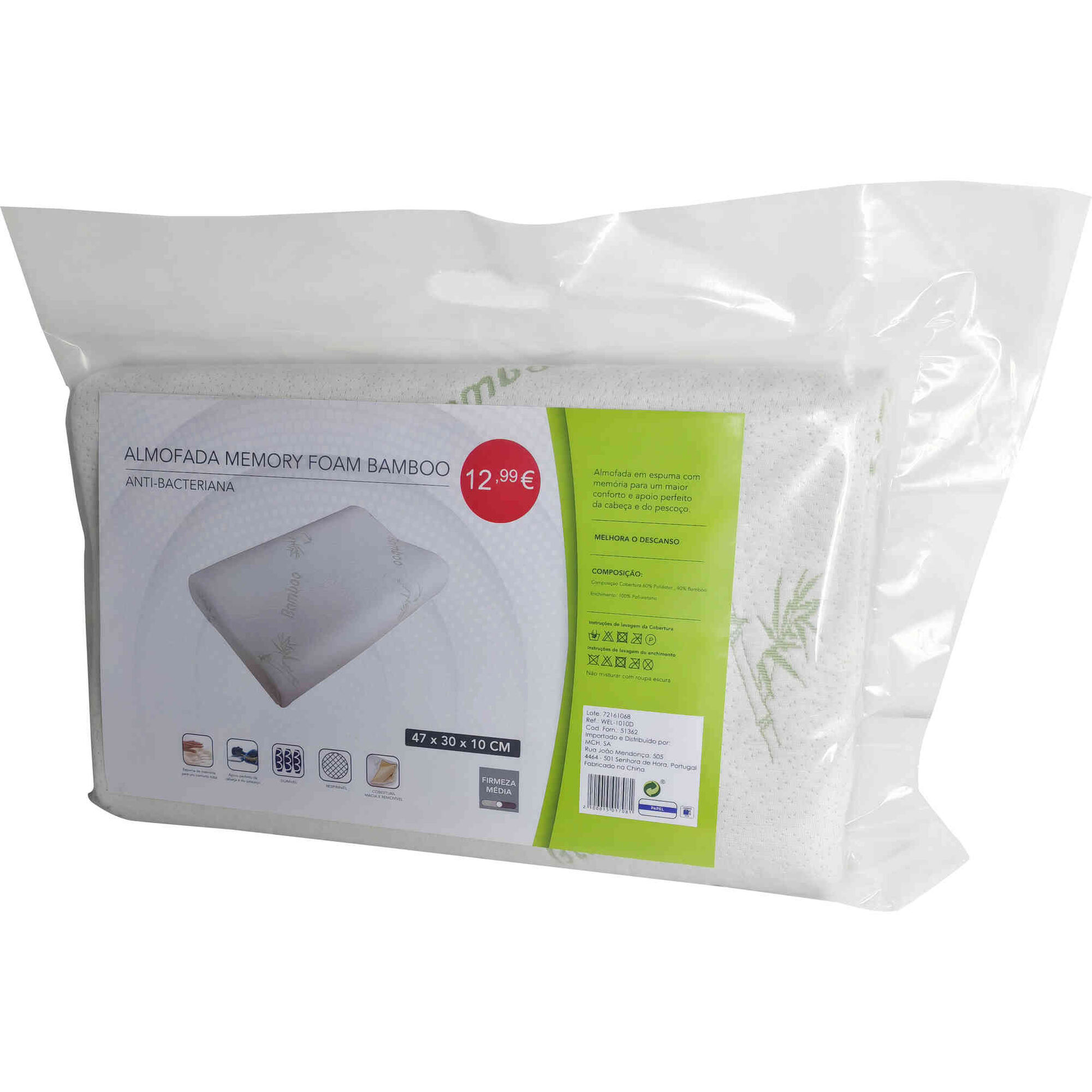 Almofada Memory Foam Bambu Anti-Bacteriana