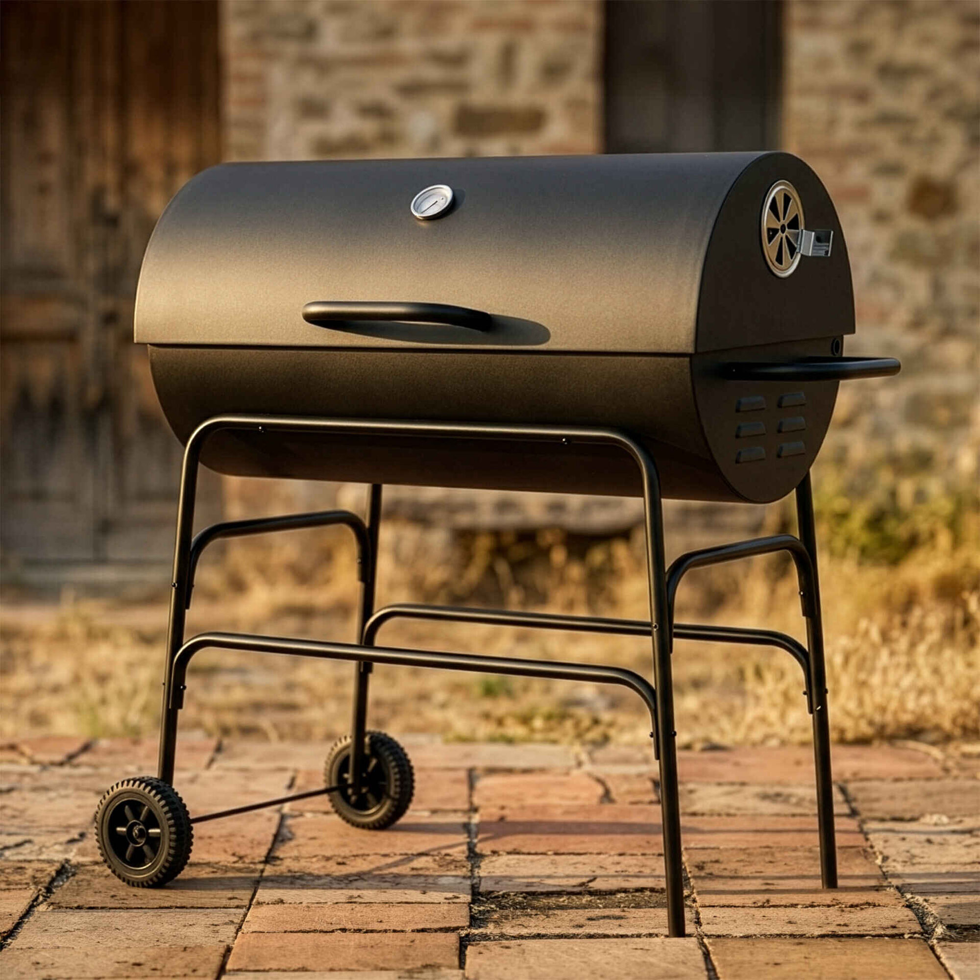 Barbecue Carv&atilde;o 2 Grelhas 94x45x97cm Preto Peniche BBQ Collection