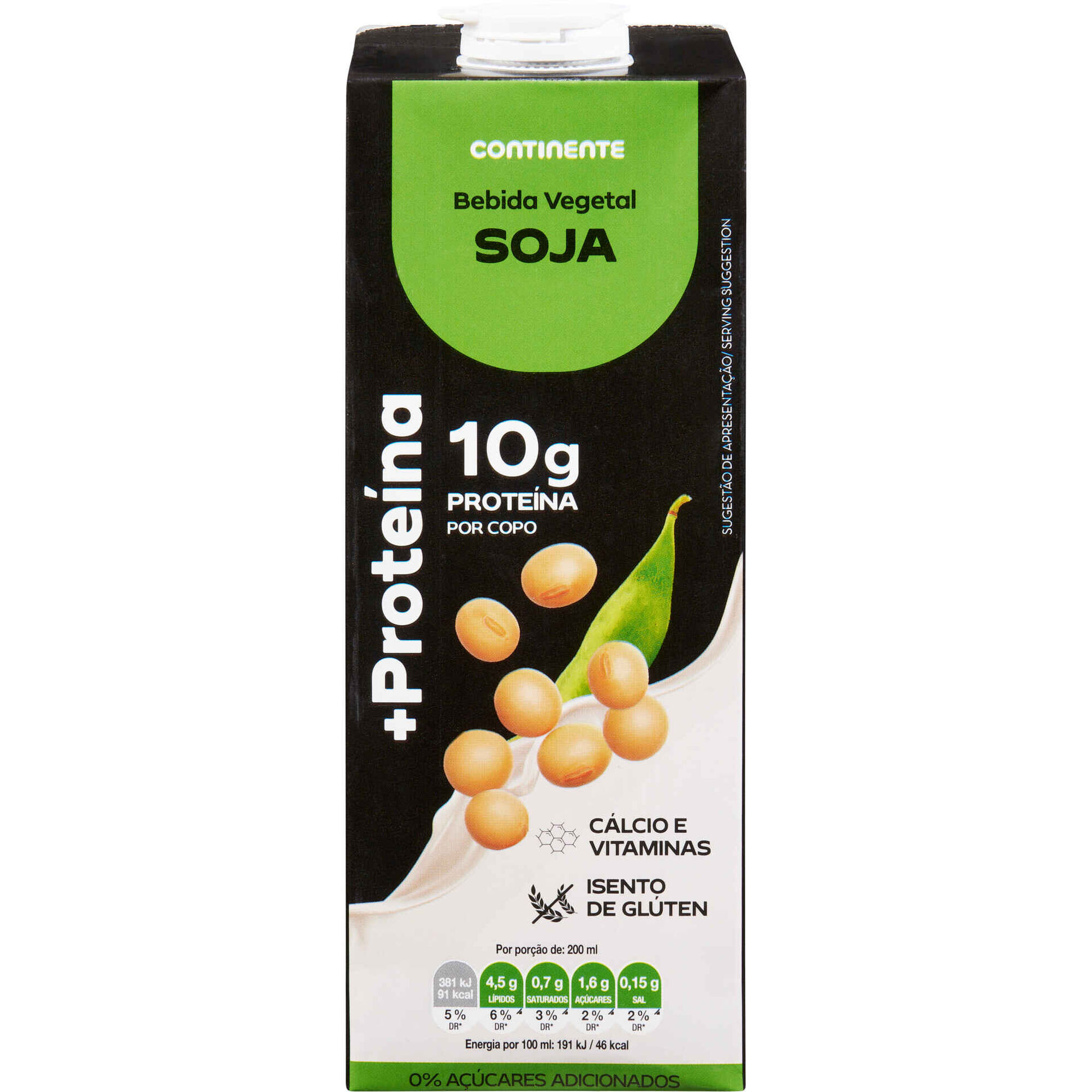 Bebida Vegetal de Soja +Prote&iacute;na sem Adi&ccedil;&atilde;o de A&ccedil;&uacute;car Continente