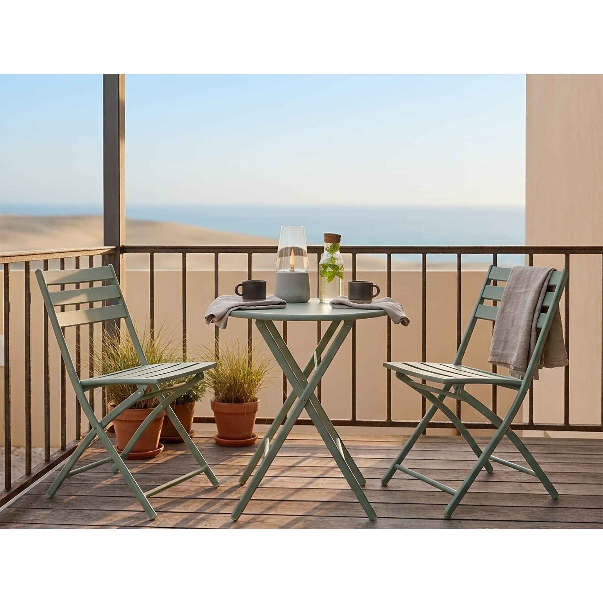 Conjunto de Refei&ccedil;&atilde;o Mesa e 2 Cadeiras Verde A&ccedil;ores Kasa