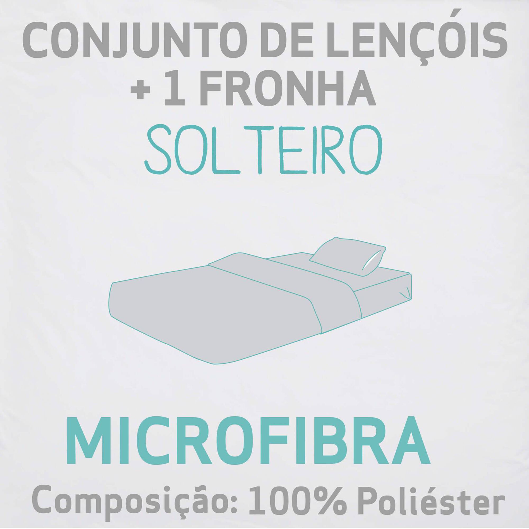 Conjunto Len&ccedil;&oacute;is Microfibra 160x270cm Cinza Kasa