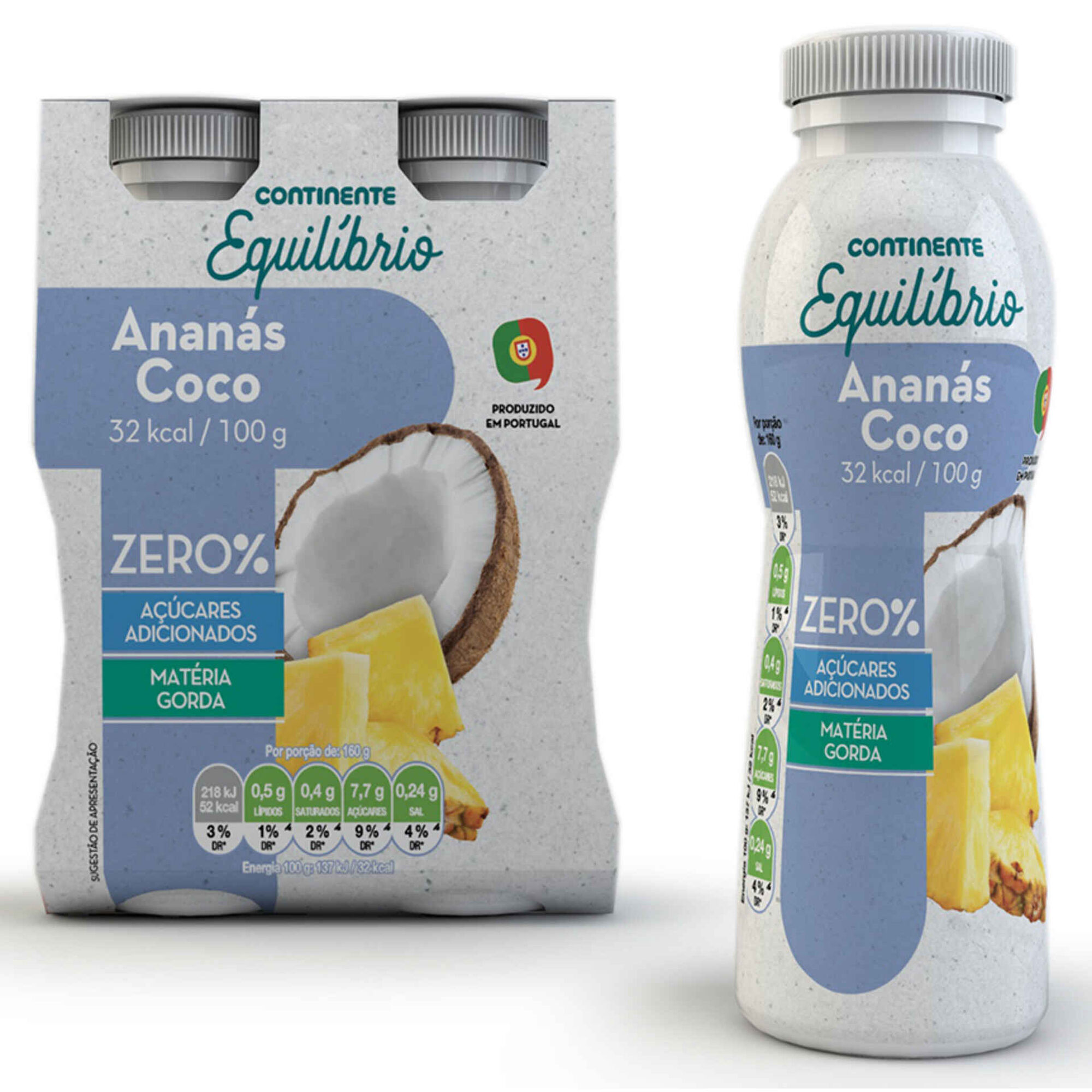 Iogurte Líquido Ananás e Coco sem Açúcar