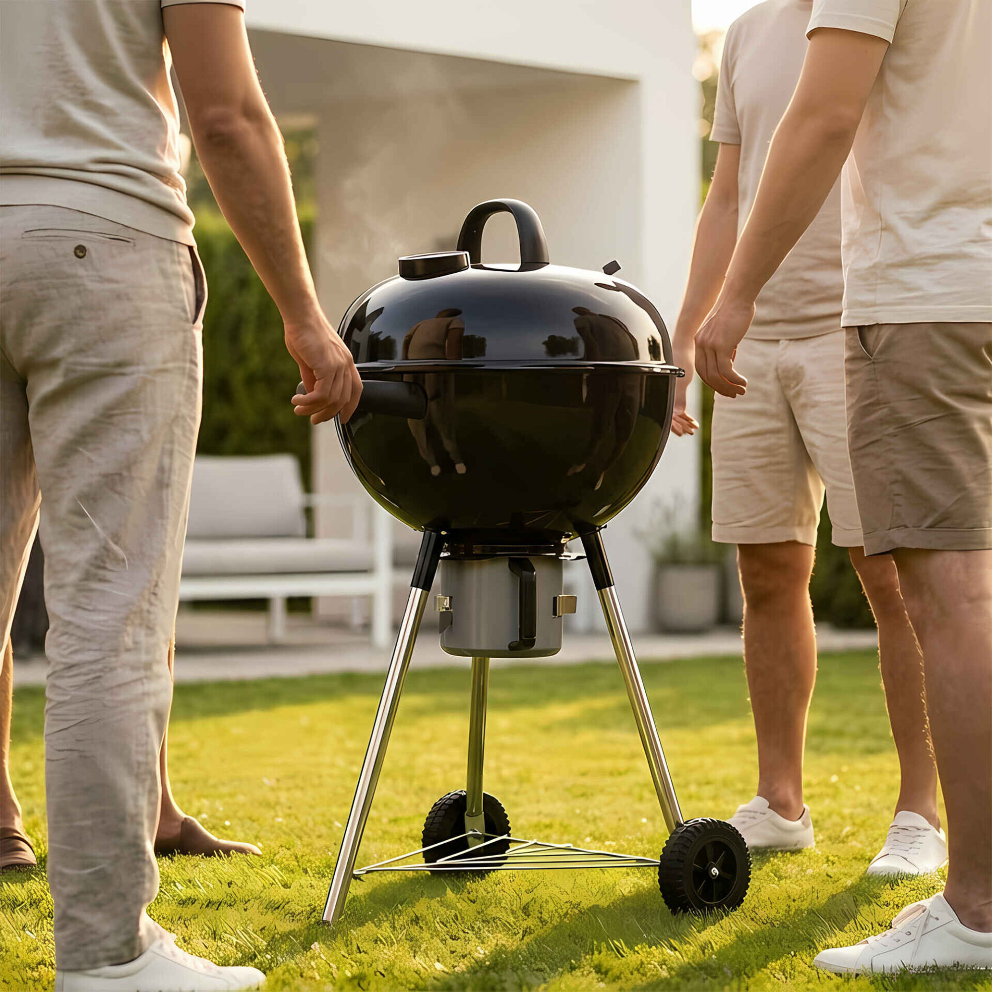 Barbecue Carv&atilde;o 54x53,5x100cm Preto Ericeira BBQ Collection