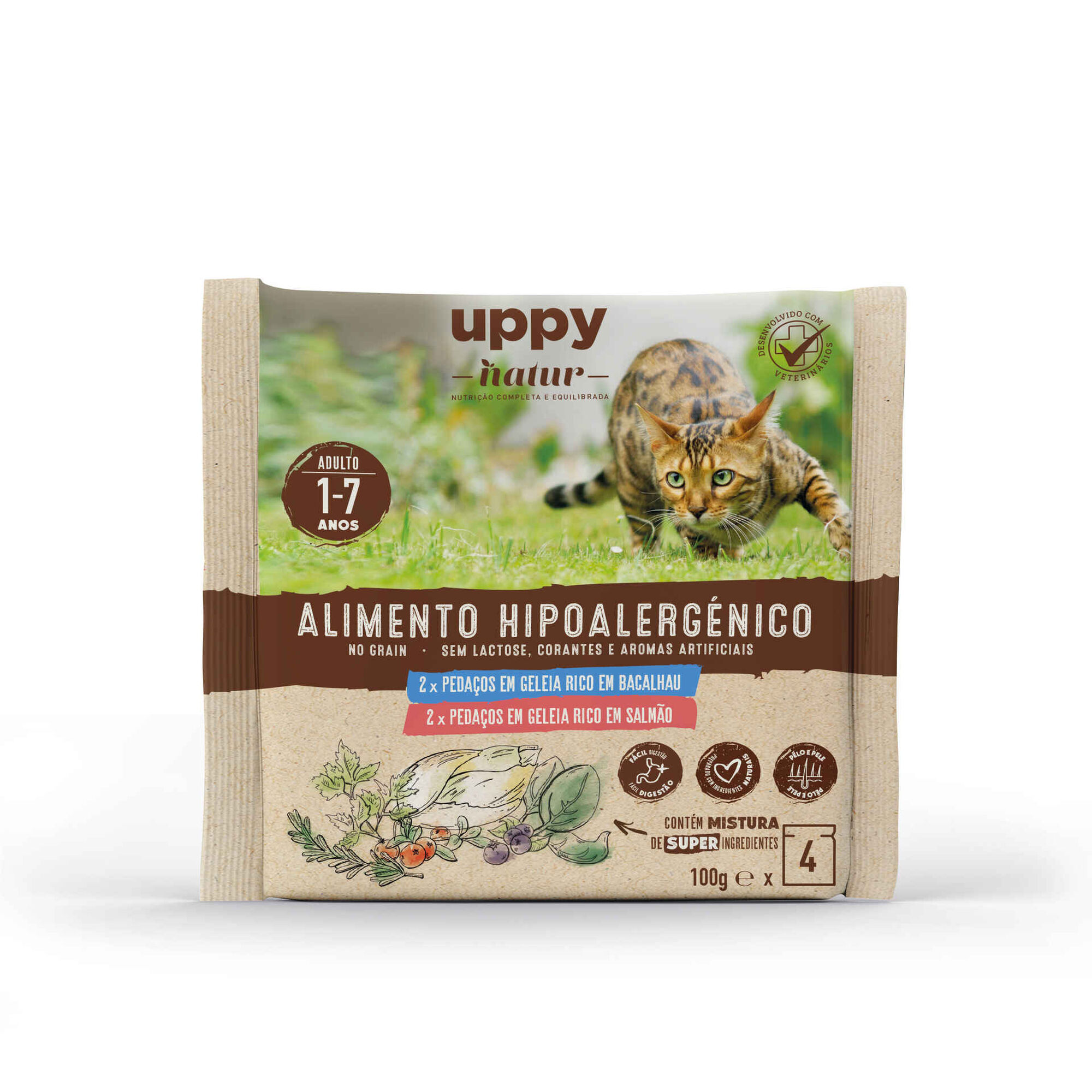Comida Húmida para Gato Adulto Grain Free Bacalhau e Salmão Saquetas Comida Húmida para Gato Adulto Grain Free Bacalhau e Salmão Saquetas