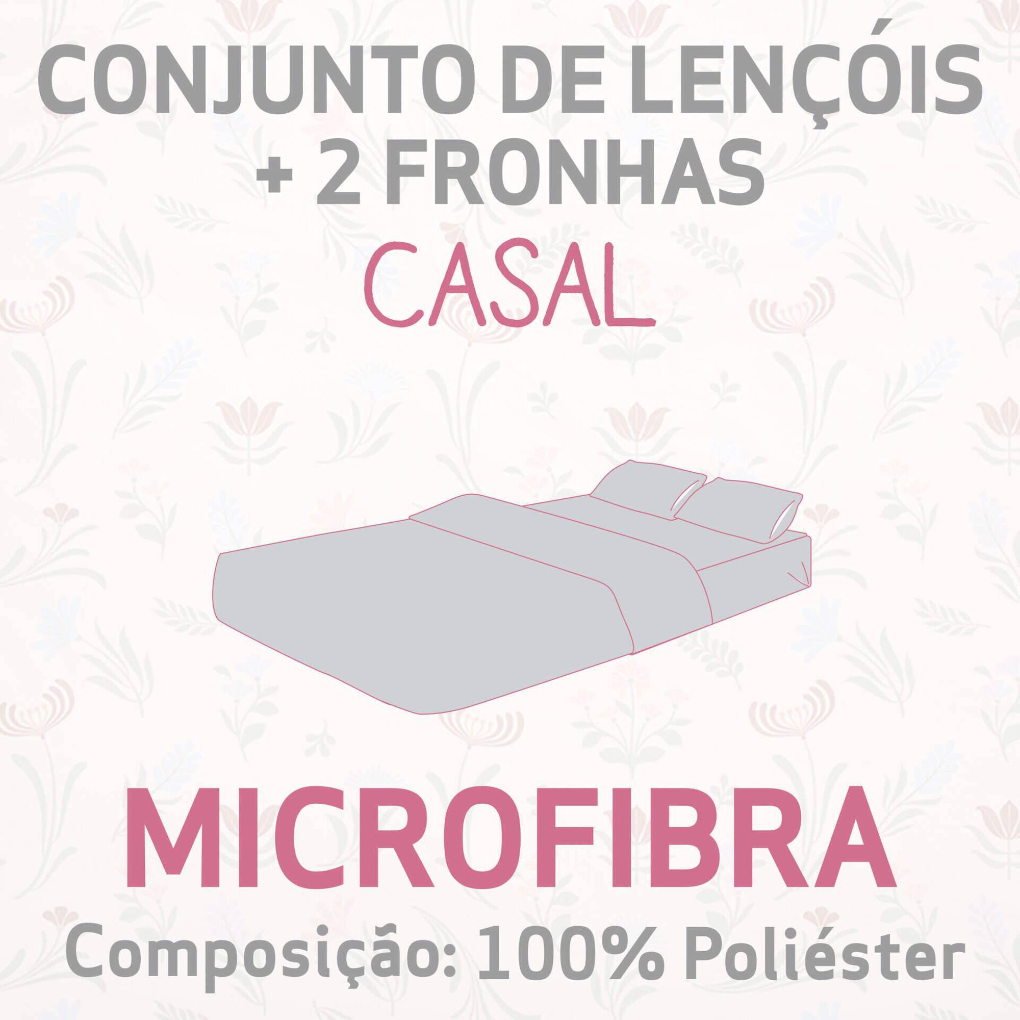 Conjunto Len&ccedil;&oacute;is Microfibra 220x270cm Plant&oacute;pia Kasa