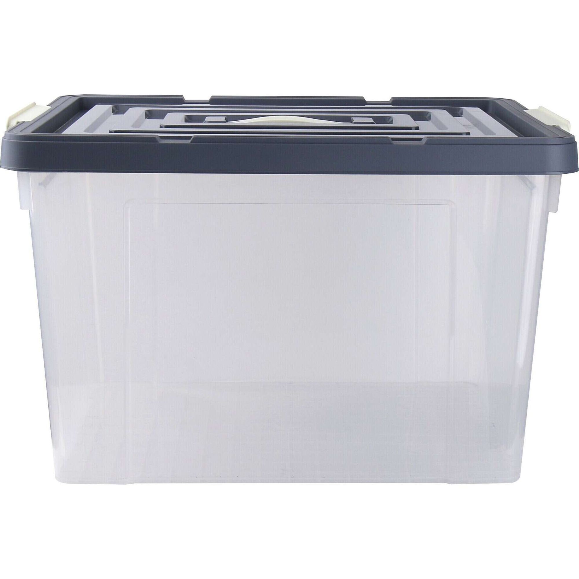 Caixa de arruma&ccedil;&atilde;o com Tampa 45L Cinza
