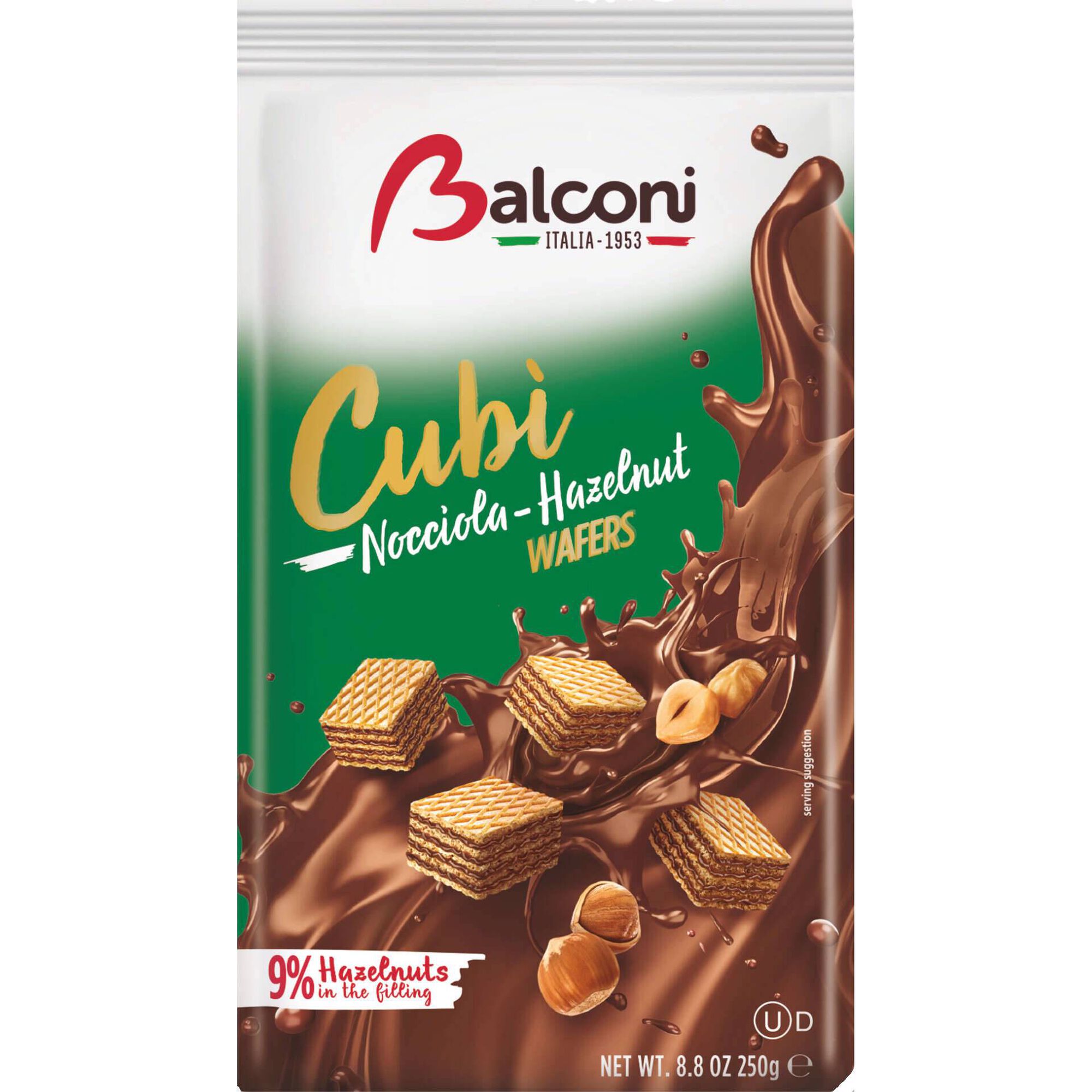 Bolachas Wafers com Recheio Avelã Cubos