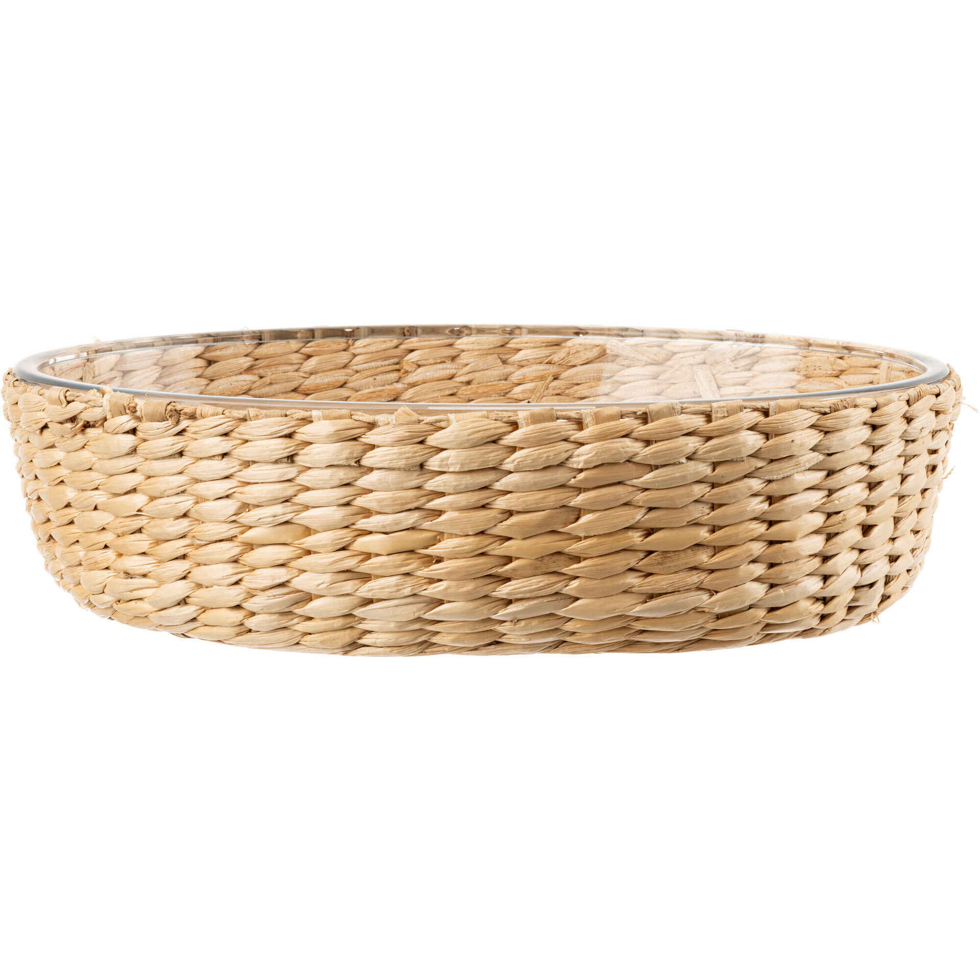 Assadeira Oval Vidro com Base Palhinha 30x21cm Kasa